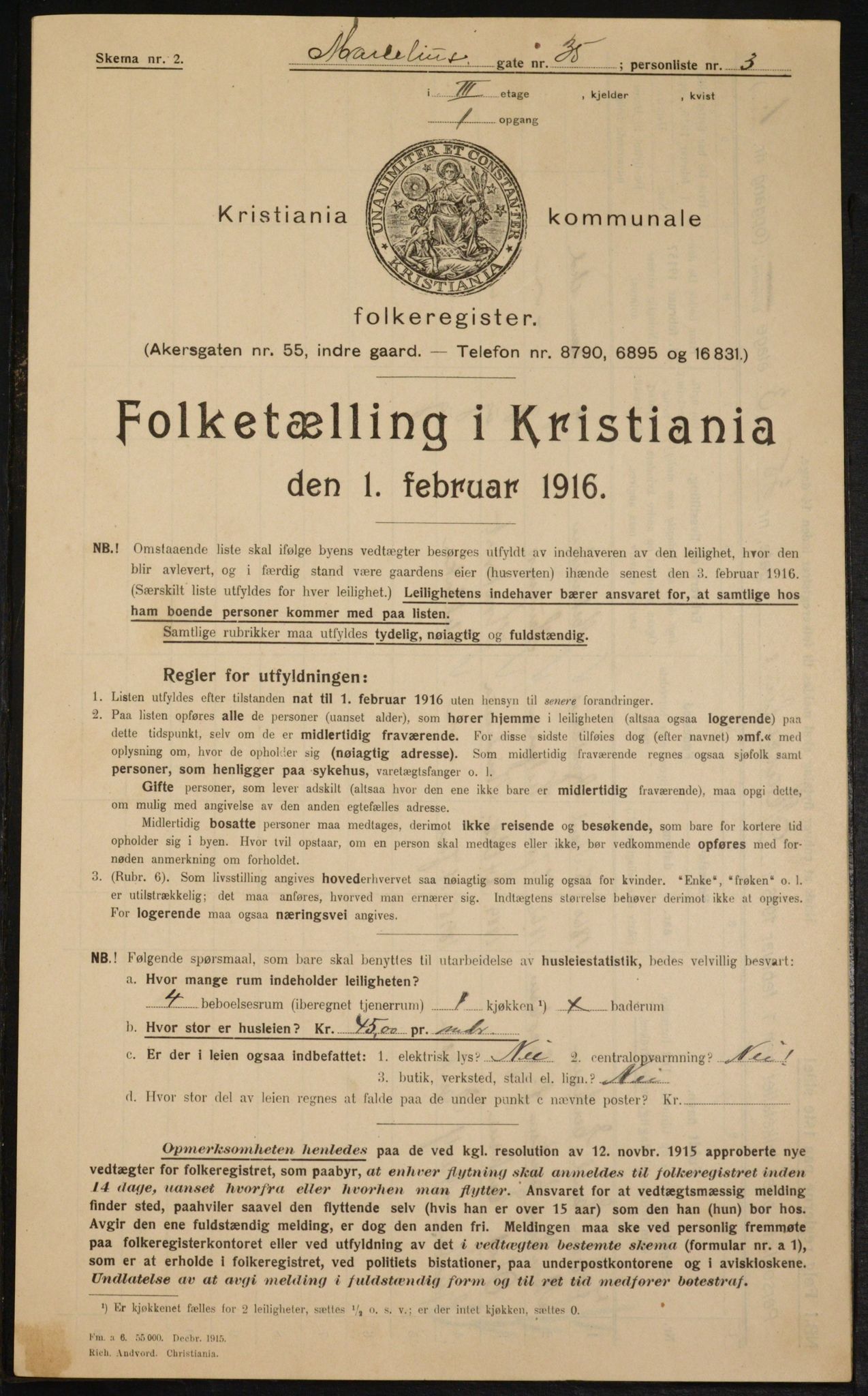 OBA, Municipal Census 1916 for Kristiania, 1916, p. 66322