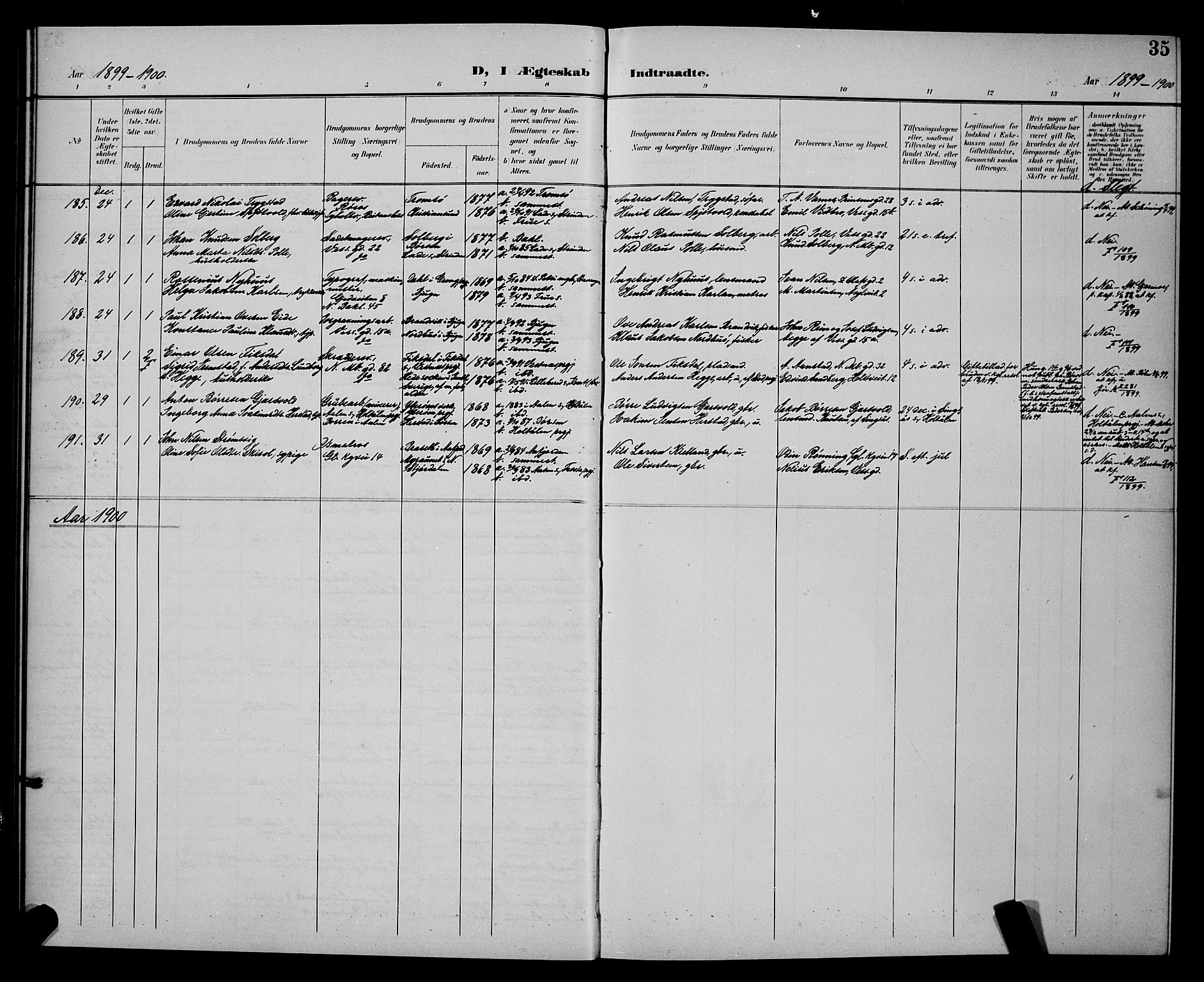 Ministerialprotokoller, klokkerbøker og fødselsregistre - Sør-Trøndelag, SAT/A-1456/604/L0226: Parish register (copy) no. 604C09, 1897-1900, p. 35