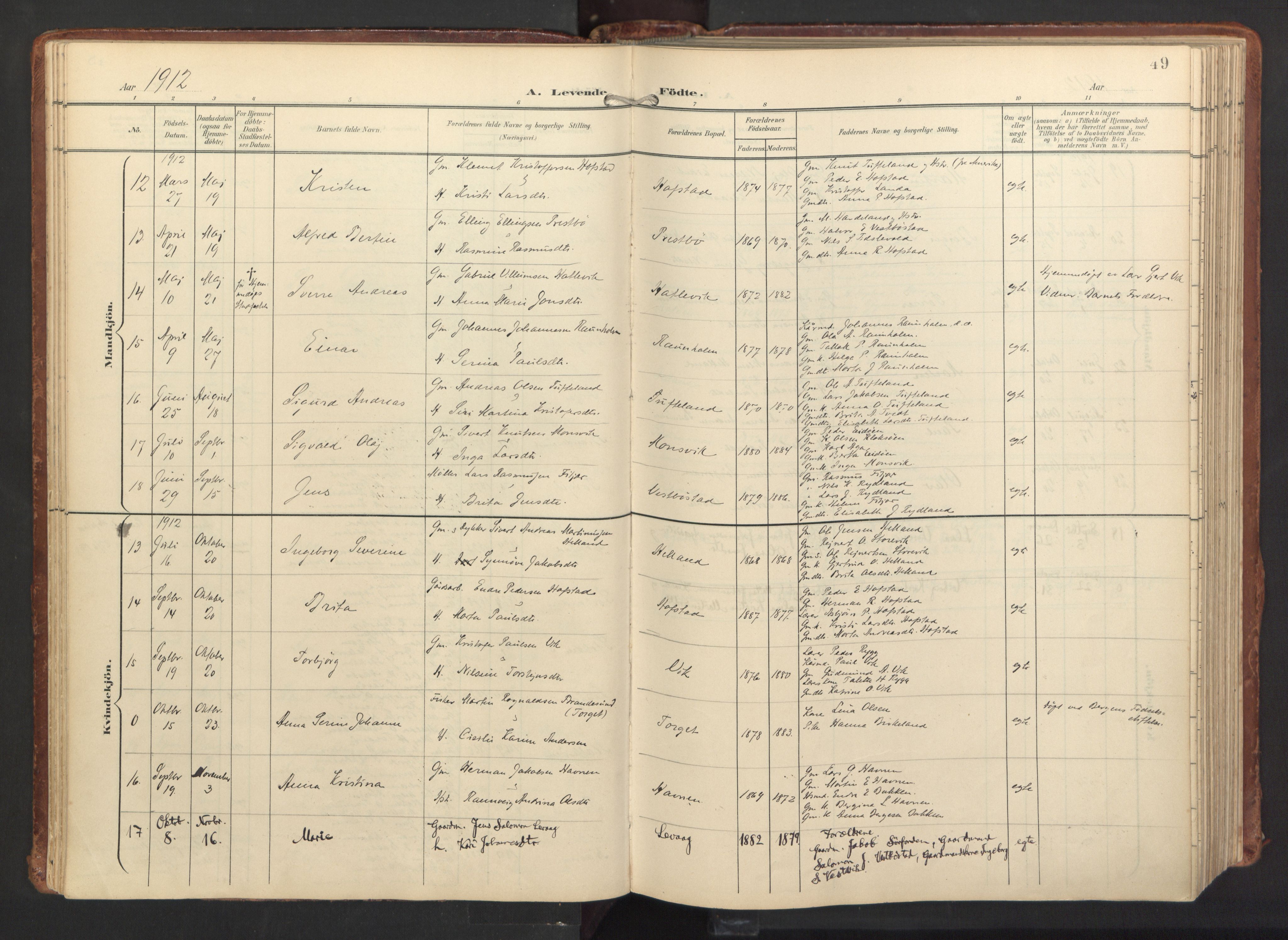 Fitjar sokneprestembete, AV/SAB-A-99926: Parish register (official) no. A 3, 1900-1918, p. 49