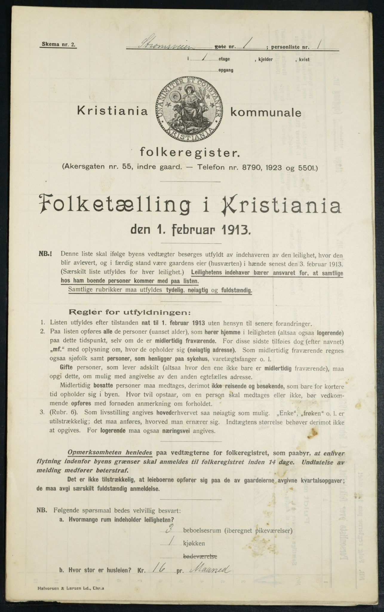 OBA, Municipal Census 1913 for Kristiania, 1913, p. 104033