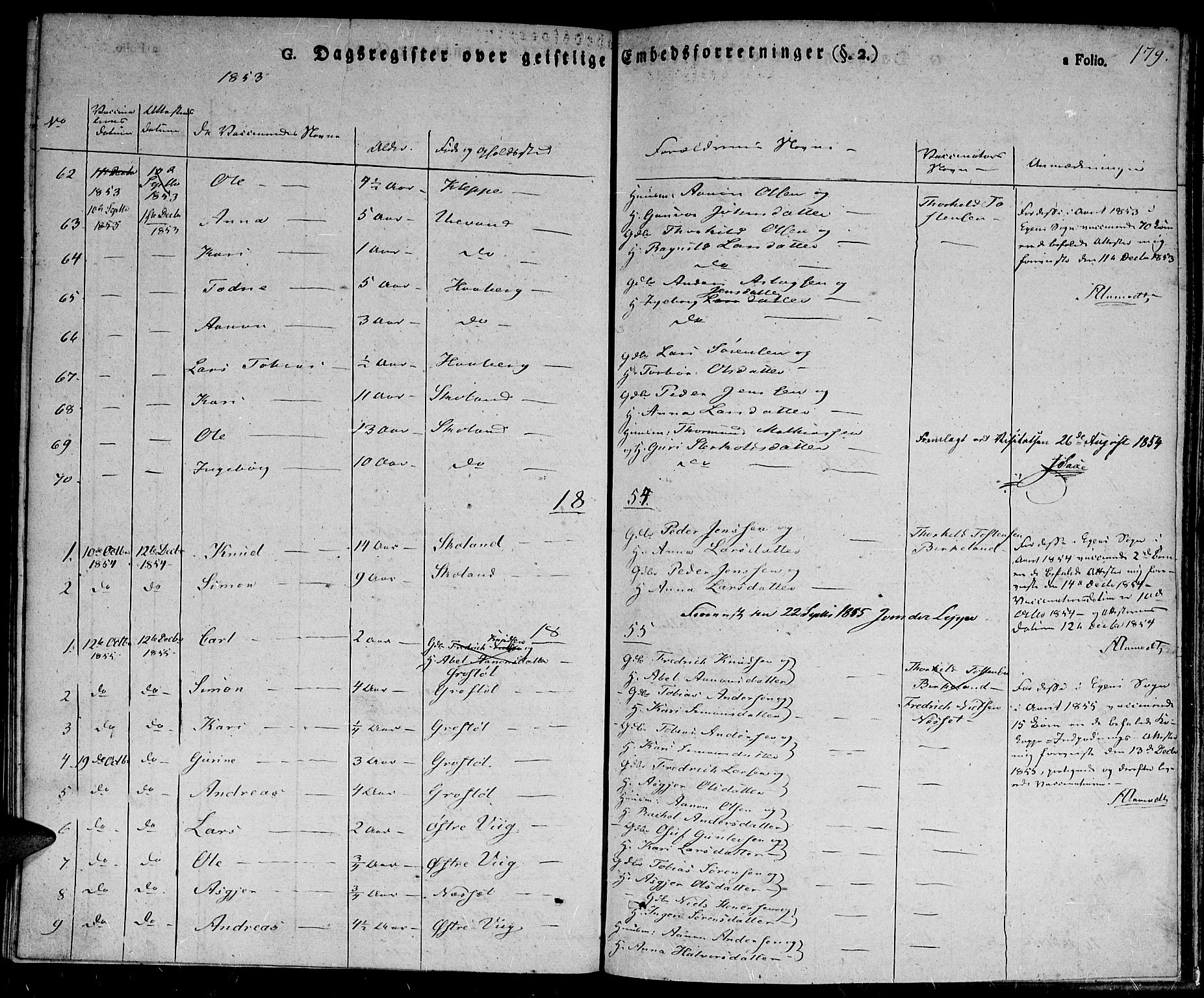 Hægebostad sokneprestkontor, AV/SAK-1111-0024/F/Fa/Fab/L0001: Parish register (official) no. A 1, 1823-1867, p. 179