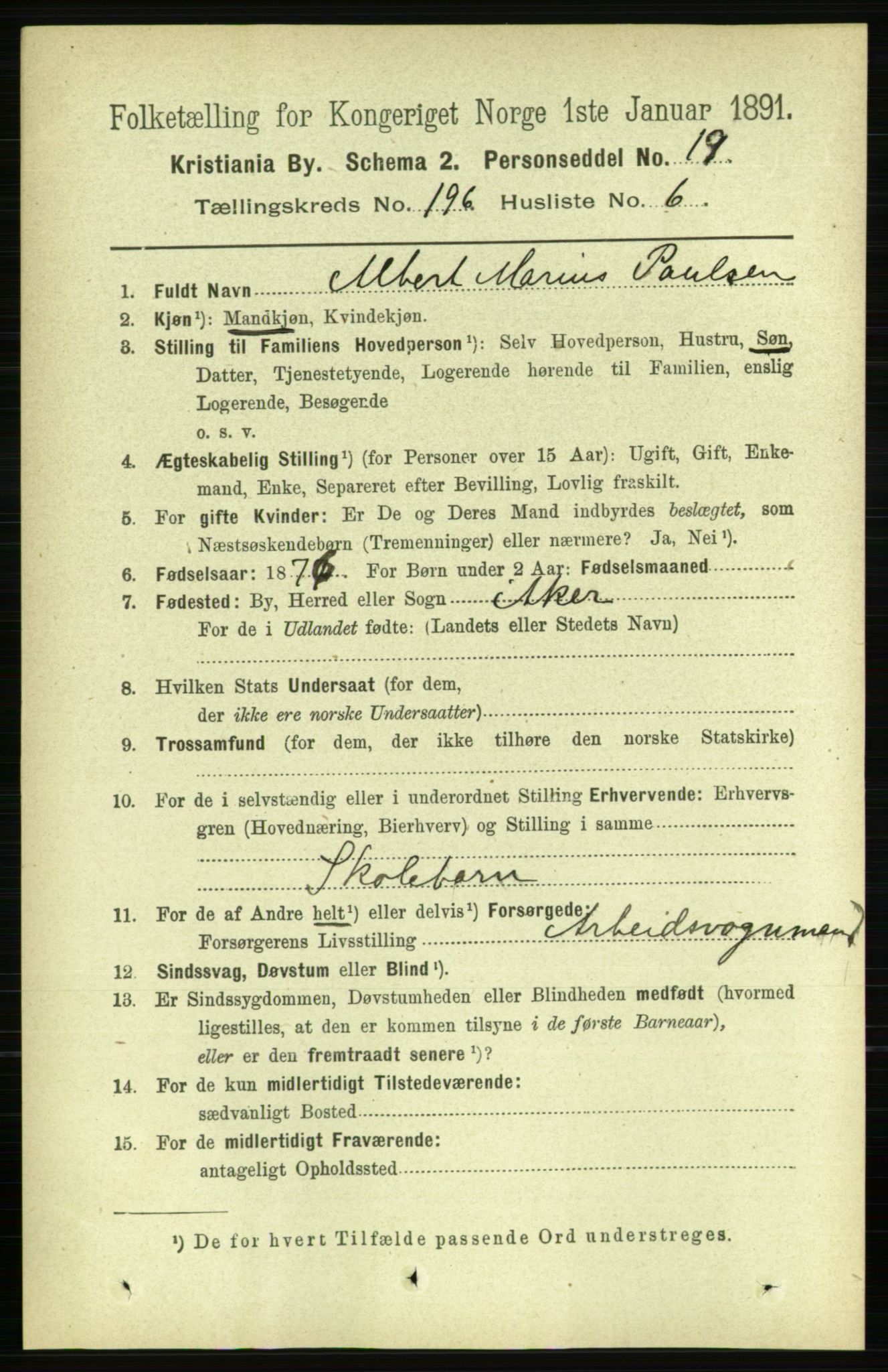RA, 1891 census for 0301 Kristiania, 1891, p. 118398