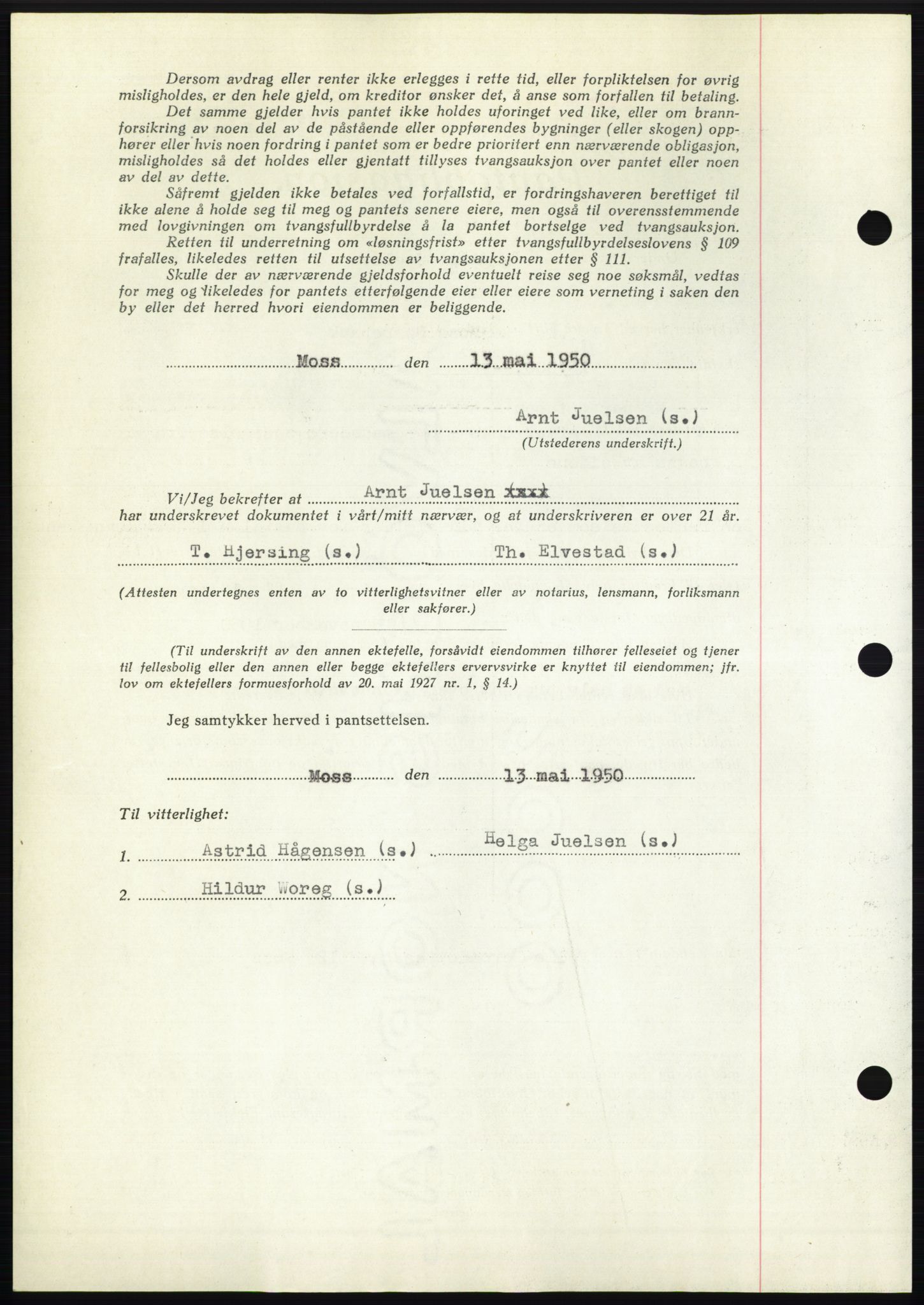 Moss sorenskriveri, AV/SAO-A-10168: Mortgage book no. B24, 1950-1950, Diary no: : 1513/1950