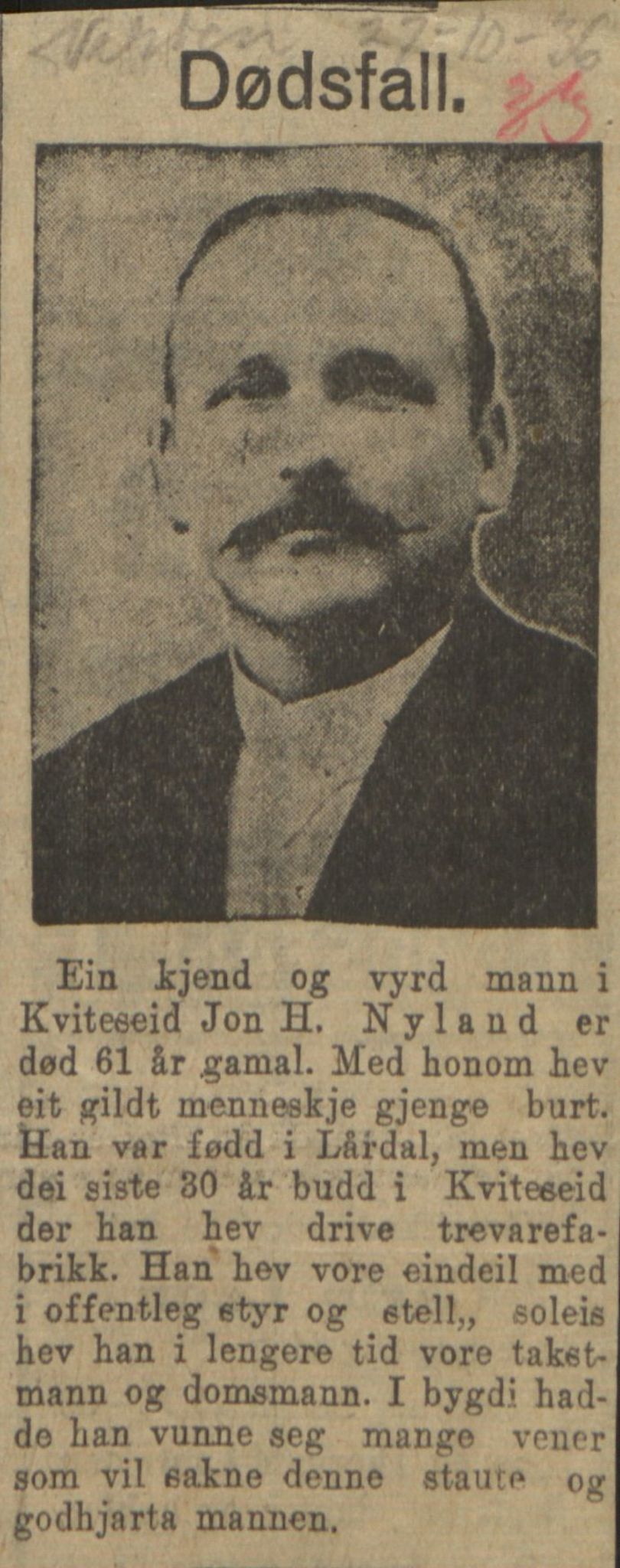 Rikard Berge, TEMU/TGM-A-1003/F/L0017/0044: 551-599 / 594 Brev, avisutklypp og lause blad, 1935-1943