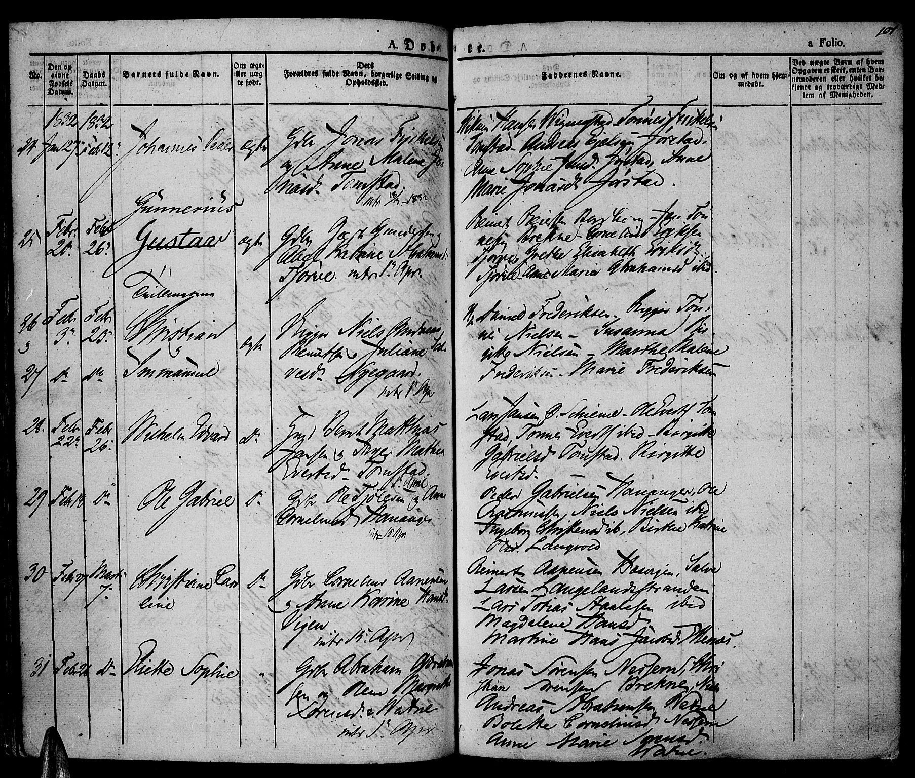 Lista sokneprestkontor, AV/SAK-1111-0027/F/Fa/L0008: Parish register (official) no. A 8, 1823-1835, p. 101