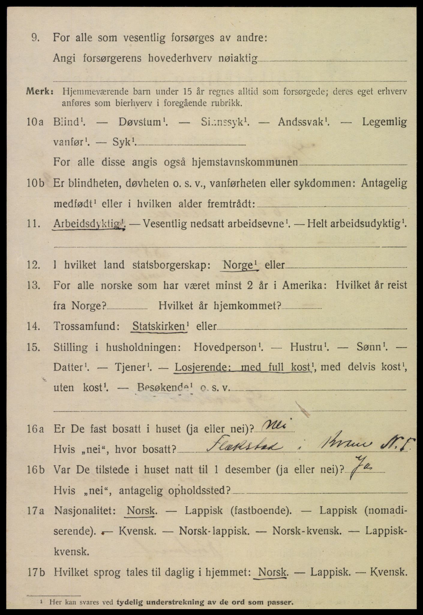 SAT, 1920 census for Kvam, 1920, p. 2340