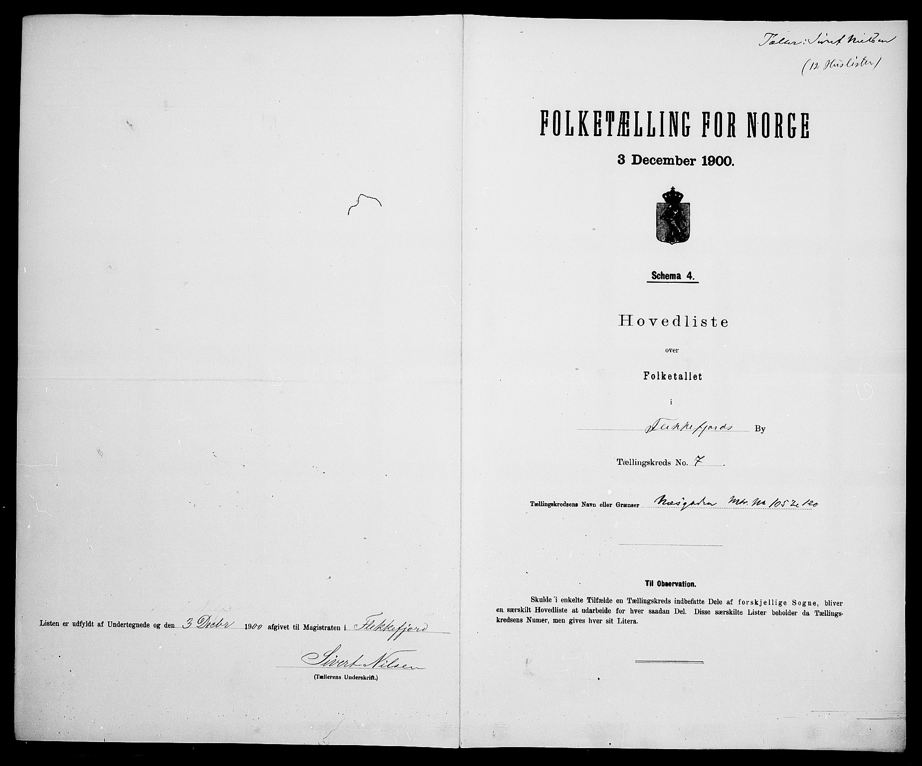 SAK, 1900 census for Flekkefjord, 1900, p. 37