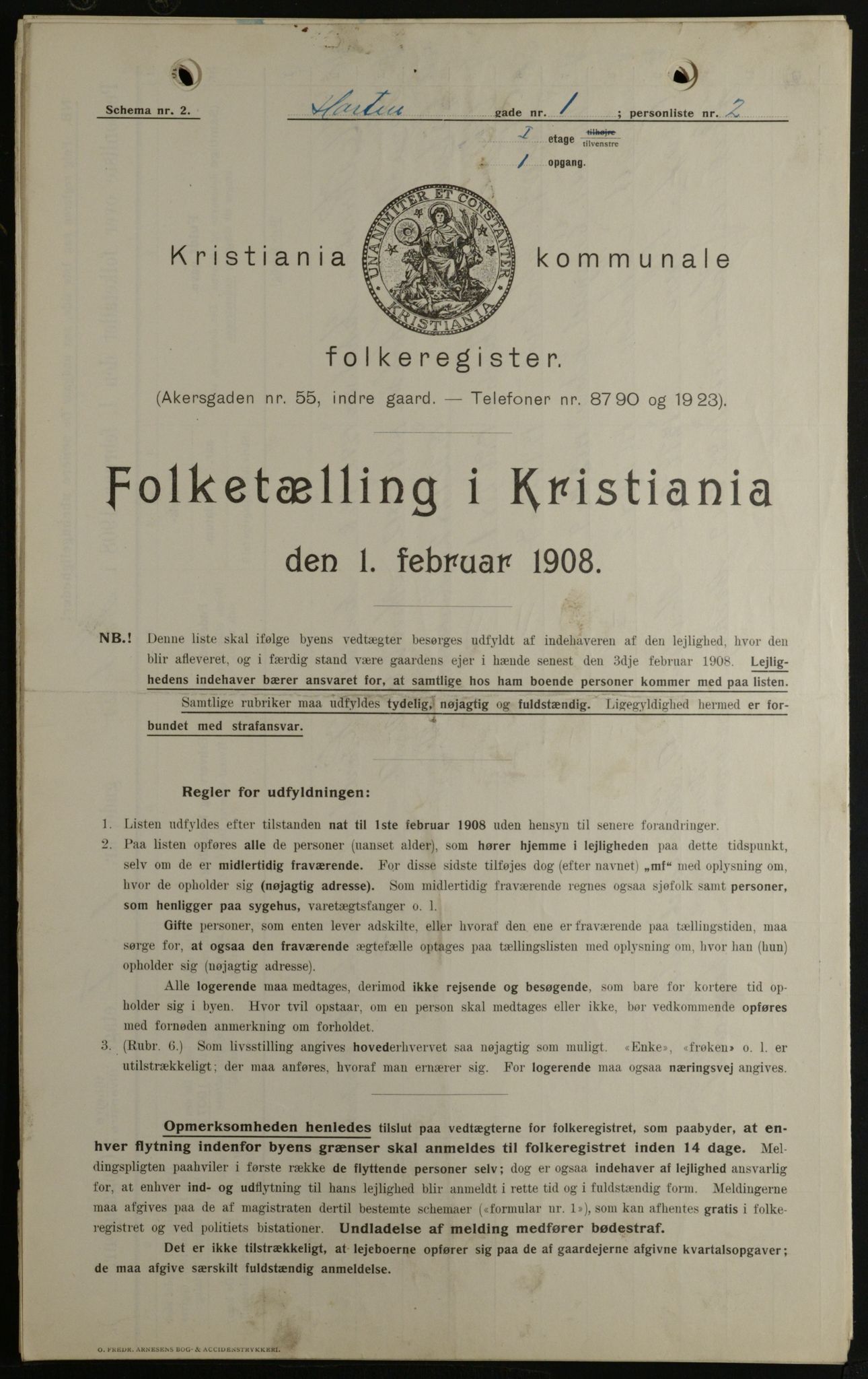 OBA, Municipal Census 1908 for Kristiania, 1908, p. 37233