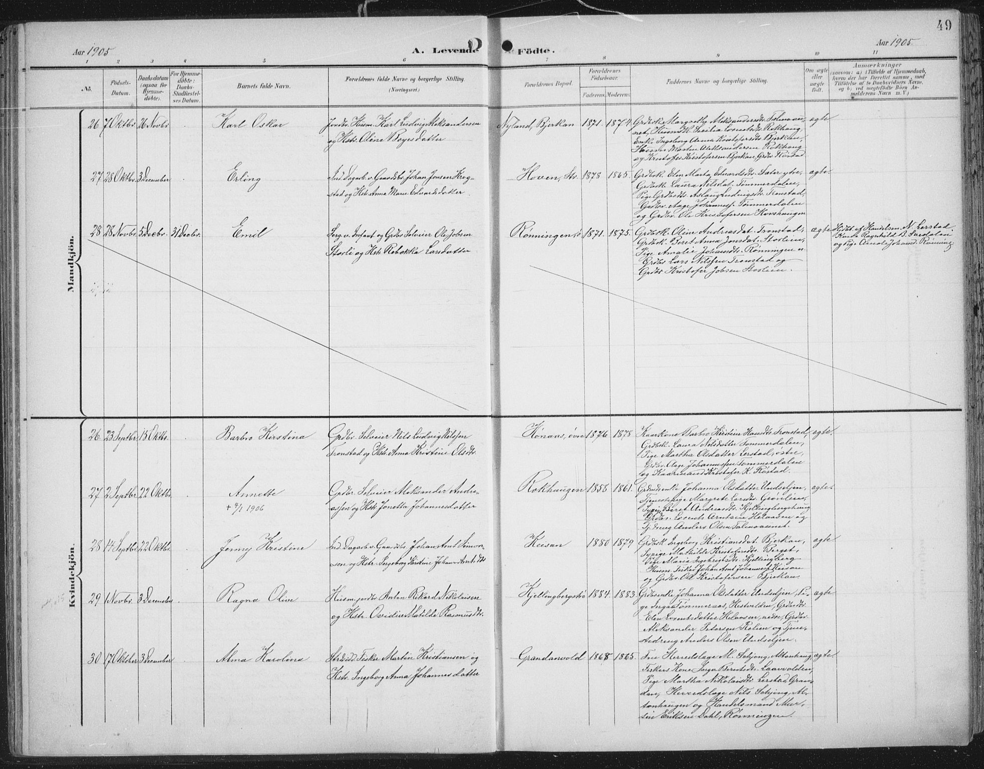 Ministerialprotokoller, klokkerbøker og fødselsregistre - Nord-Trøndelag, AV/SAT-A-1458/701/L0011: Parish register (official) no. 701A11, 1899-1915, p. 49