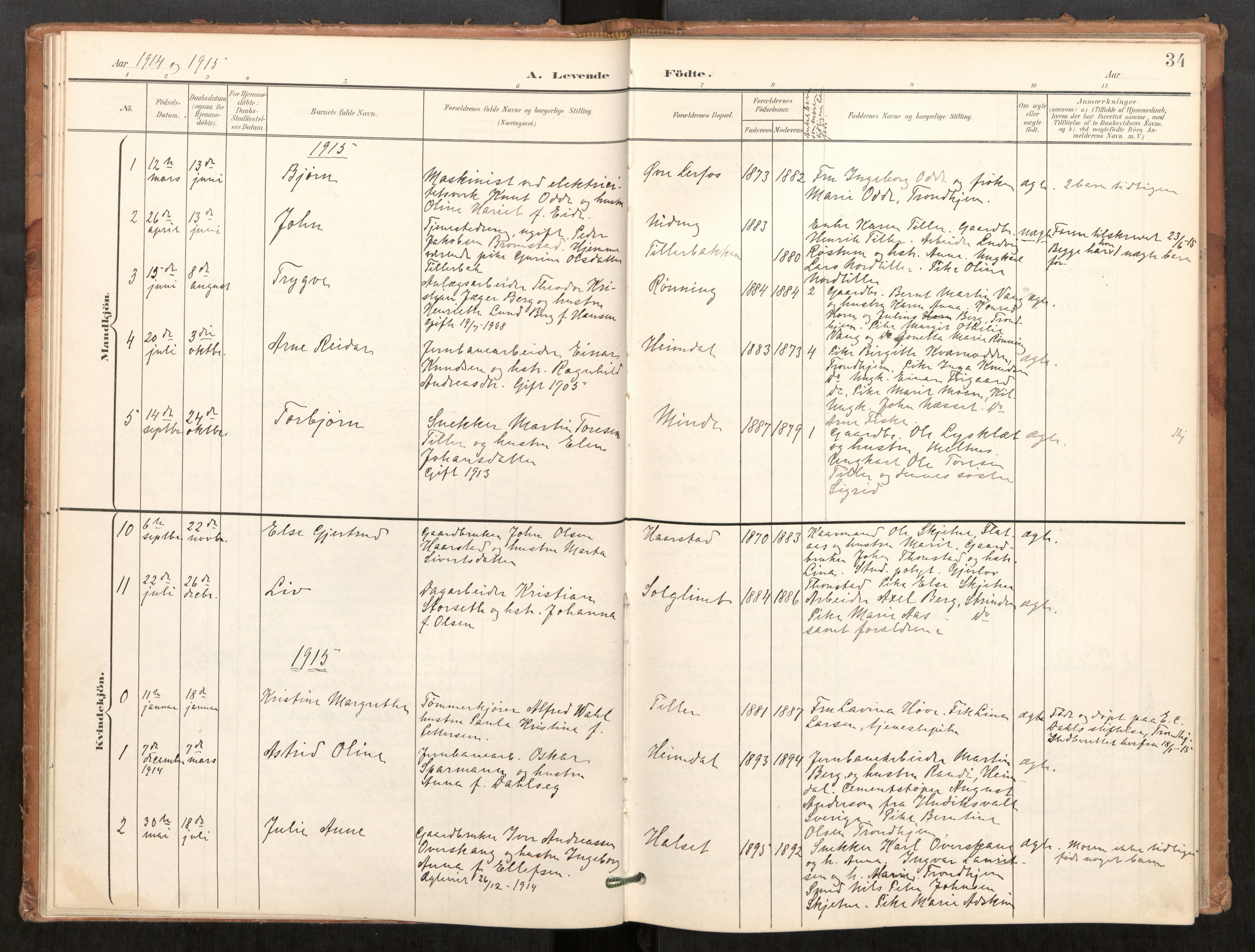 Klæbu sokneprestkontor, SAT/A-1112: Parish register (official) no. 2, 1900-1916, p. 34