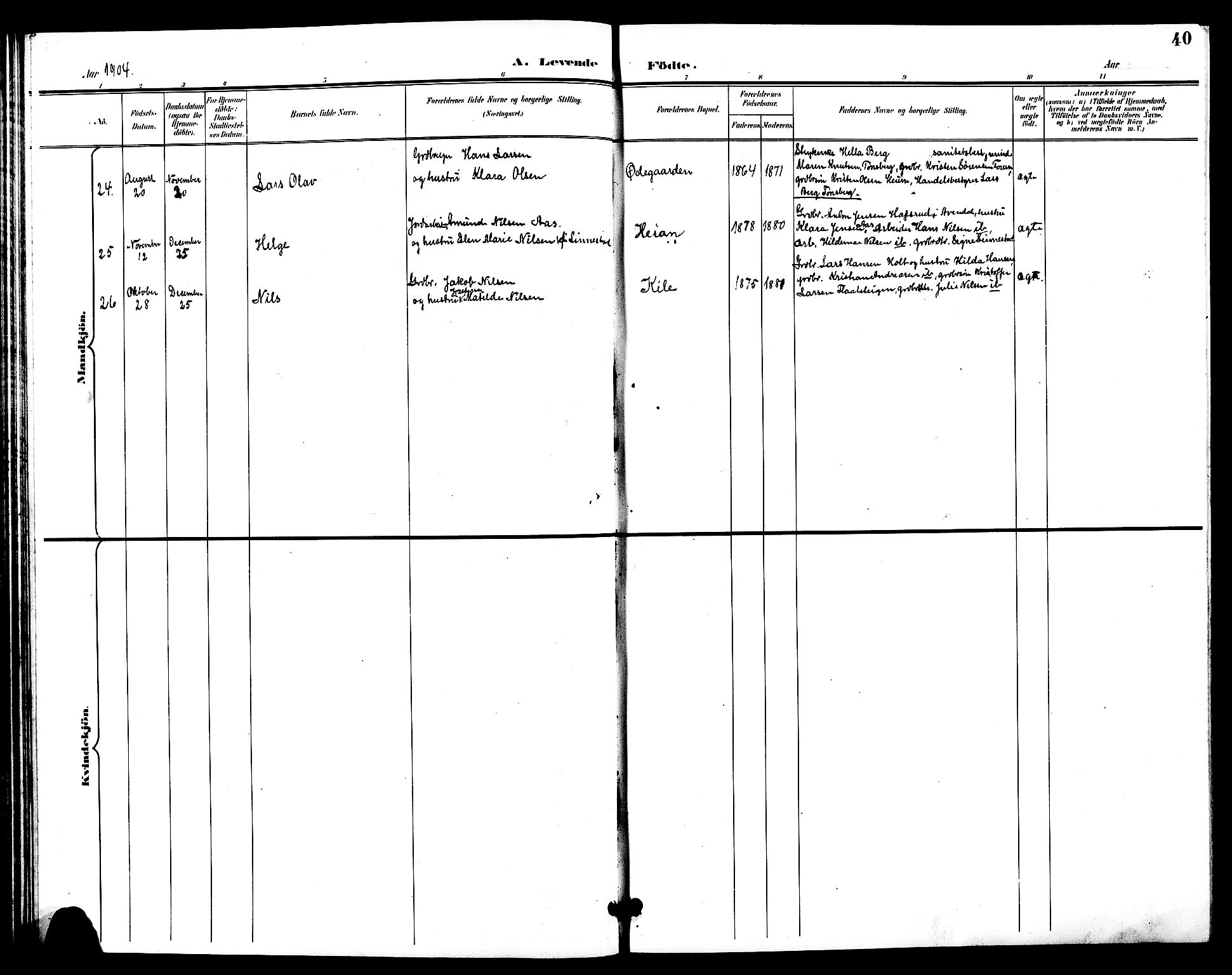 Ramnes kirkebøker, AV/SAKO-A-314/G/Ga/L0004: Parish register (copy) no. I 4, 1896-1911, p. 40