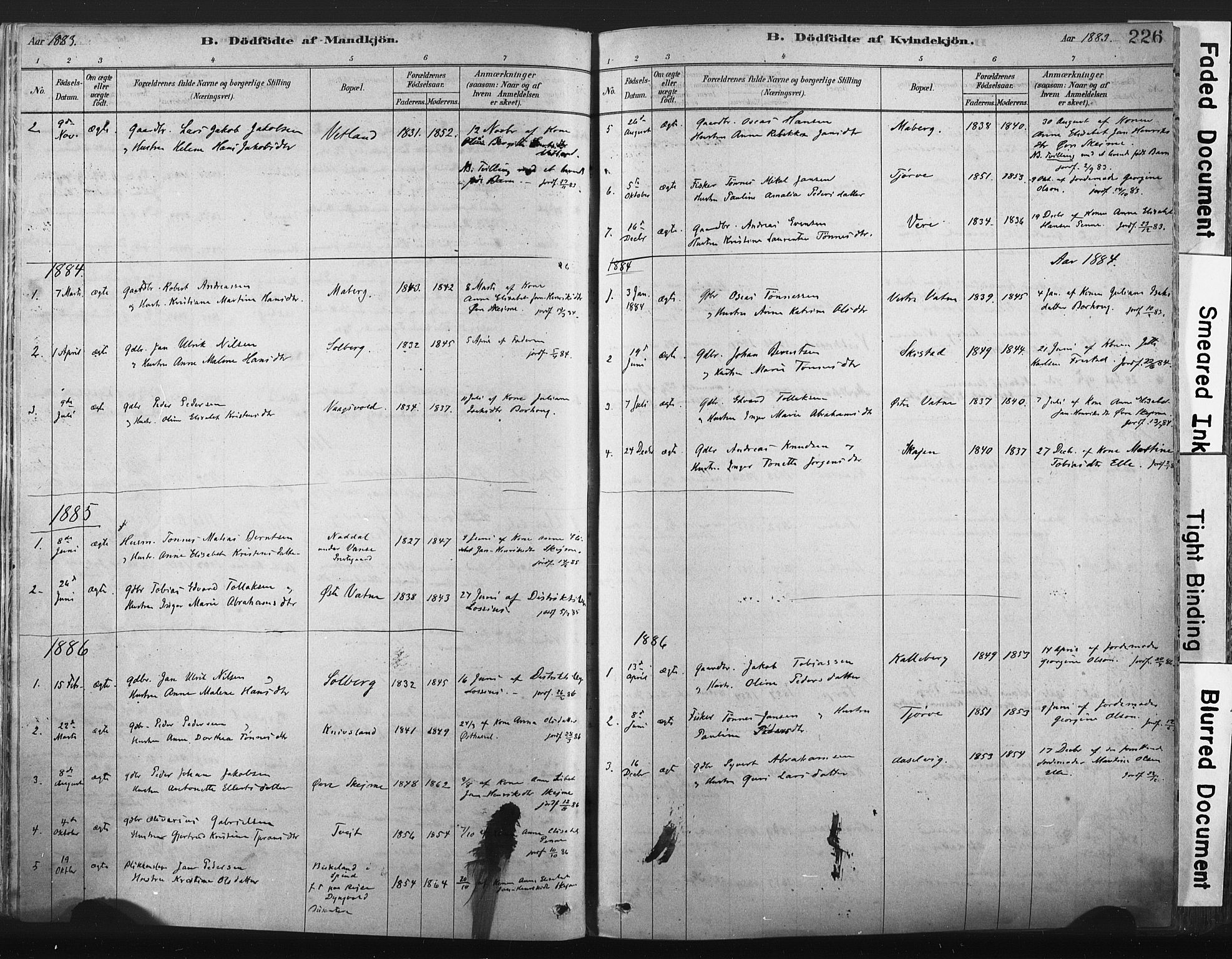 Lista sokneprestkontor, SAK/1111-0027/F/Fa/L0012: Parish register (official) no. A 12, 1879-1903, p. 226