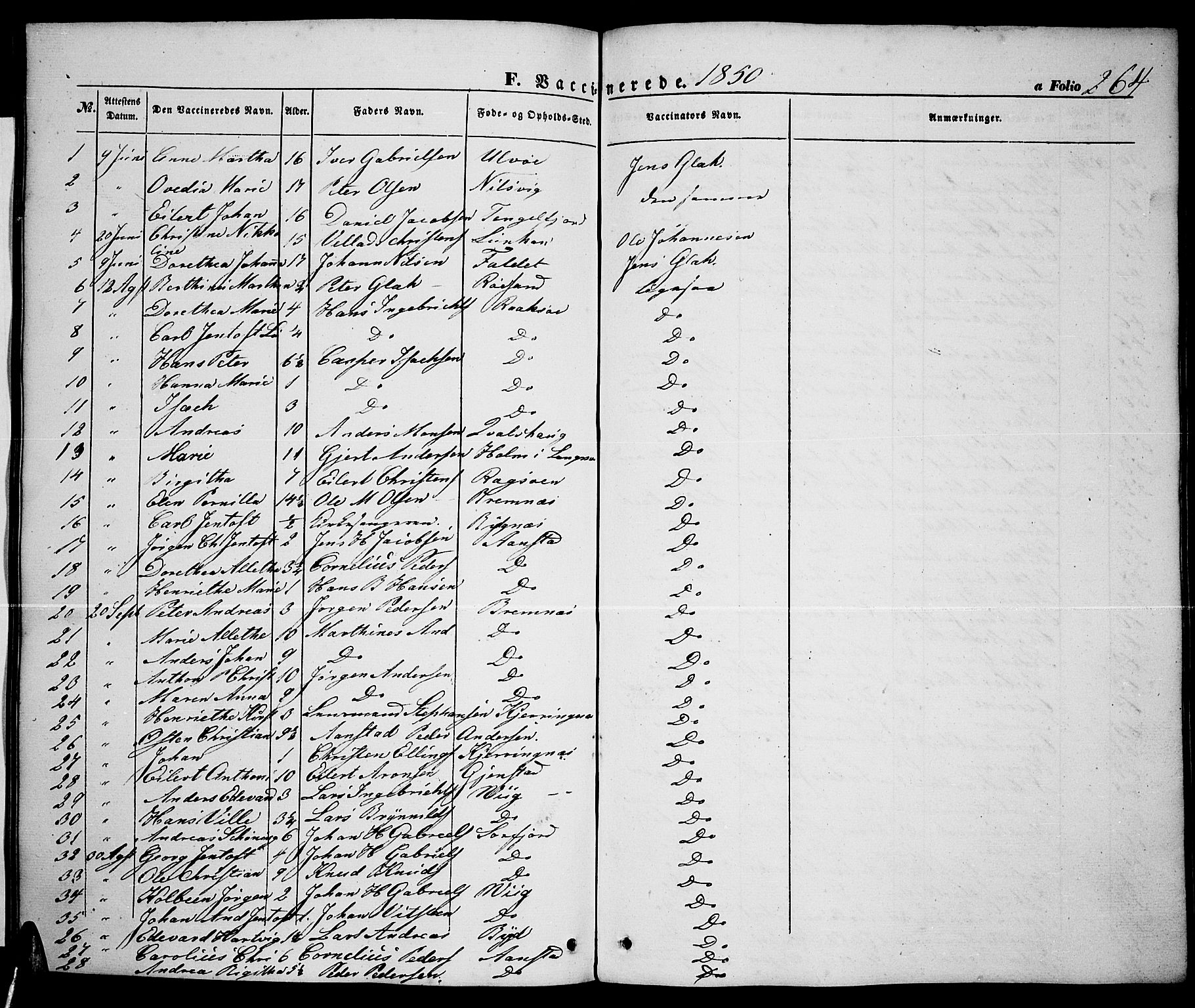 Ministerialprotokoller, klokkerbøker og fødselsregistre - Nordland, SAT/A-1459/888/L1265: Parish register (copy) no. 888C03, 1850-1863, p. 264