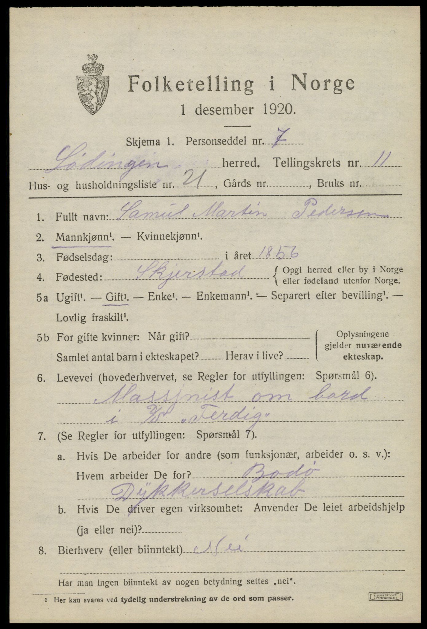 SAT, 1920 census for Lødingen, 1920, p. 6431