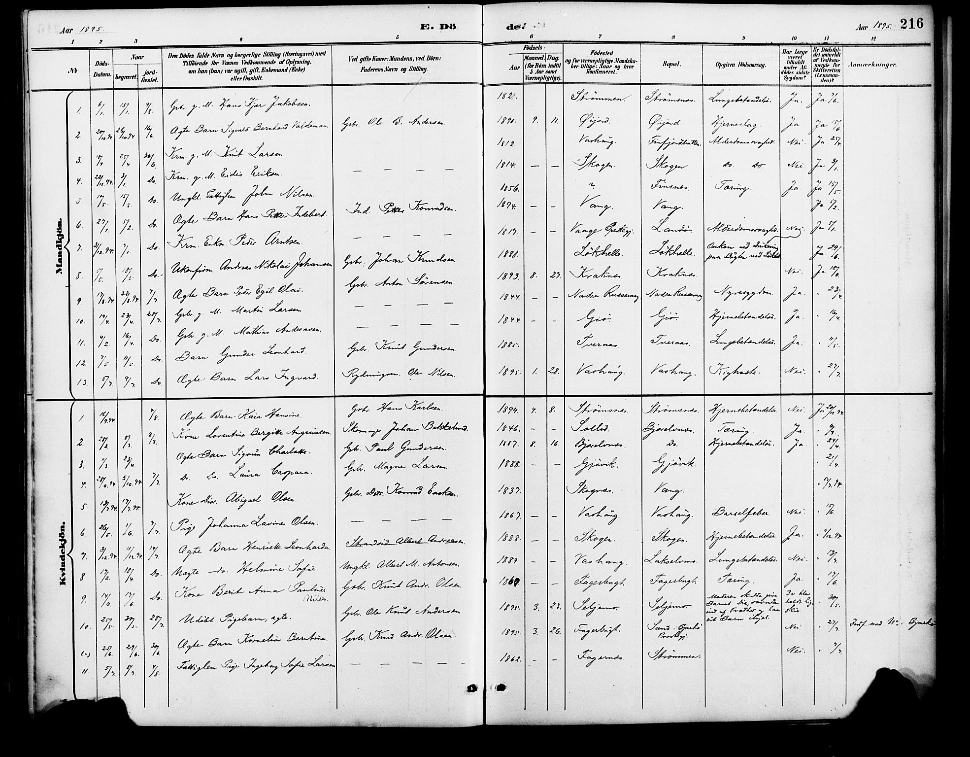 Lenvik sokneprestembete, SATØ/S-1310/H/Ha/Haa/L0013kirke: Parish register (official) no. 13, 1890-1898, p. 216