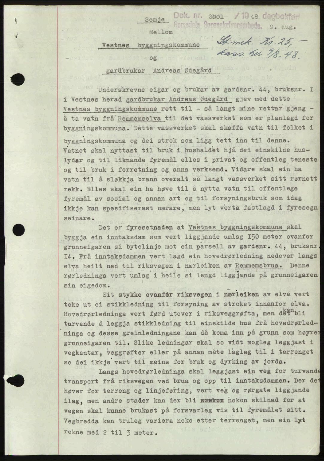 Romsdal sorenskriveri, AV/SAT-A-4149/1/2/2C: Mortgage book no. A27, 1948-1948, Diary no: : 2001/1948