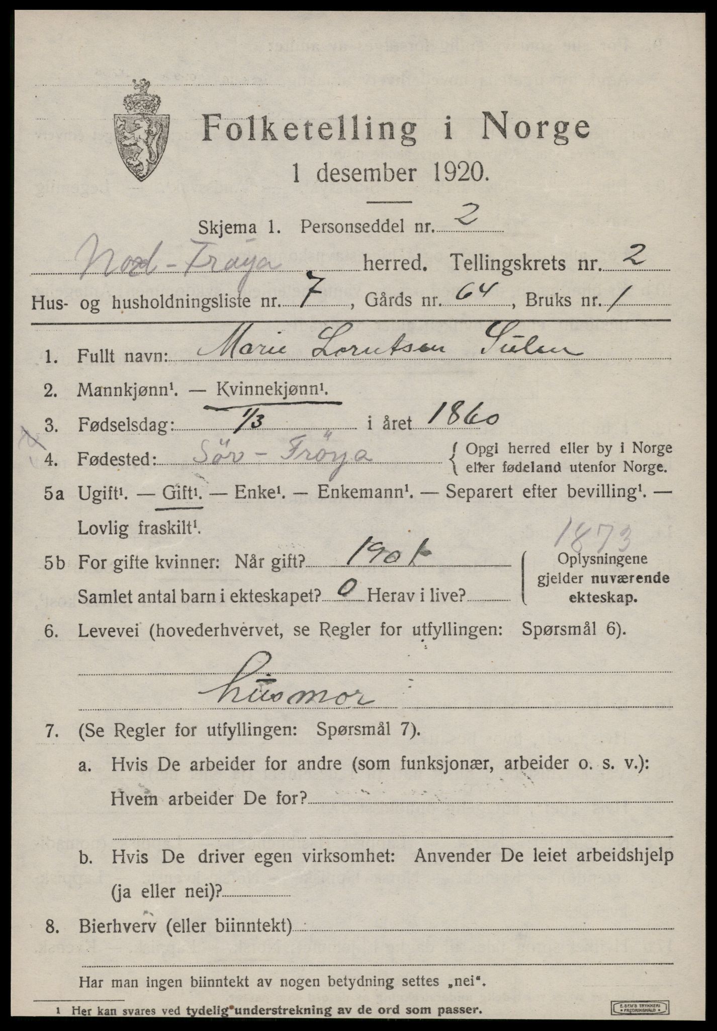 SAT, 1920 census for Nord-Frøya, 1920, p. 4653