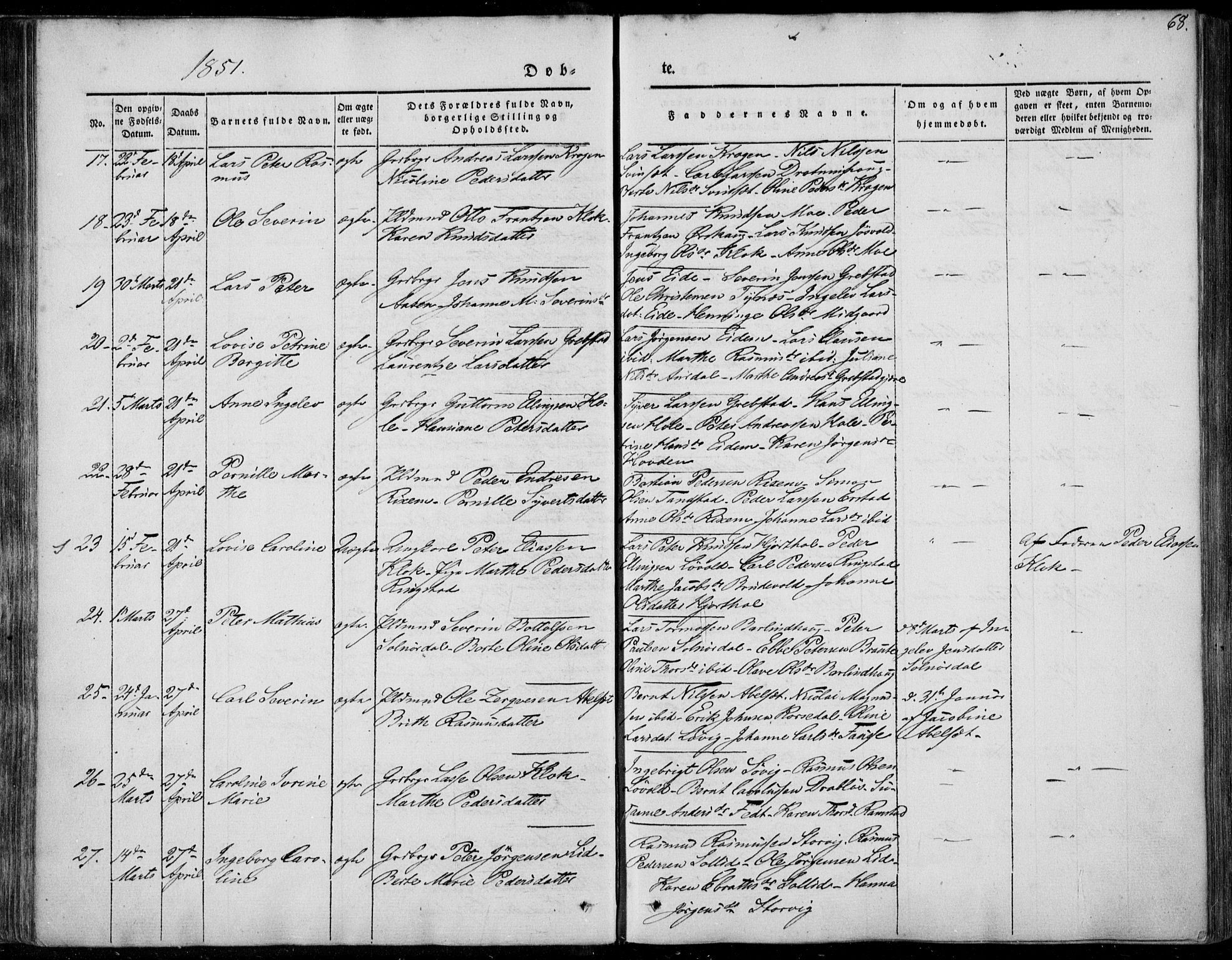 Ministerialprotokoller, klokkerbøker og fødselsregistre - Møre og Romsdal, AV/SAT-A-1454/522/L0312: Parish register (official) no. 522A07, 1843-1851, p. 68