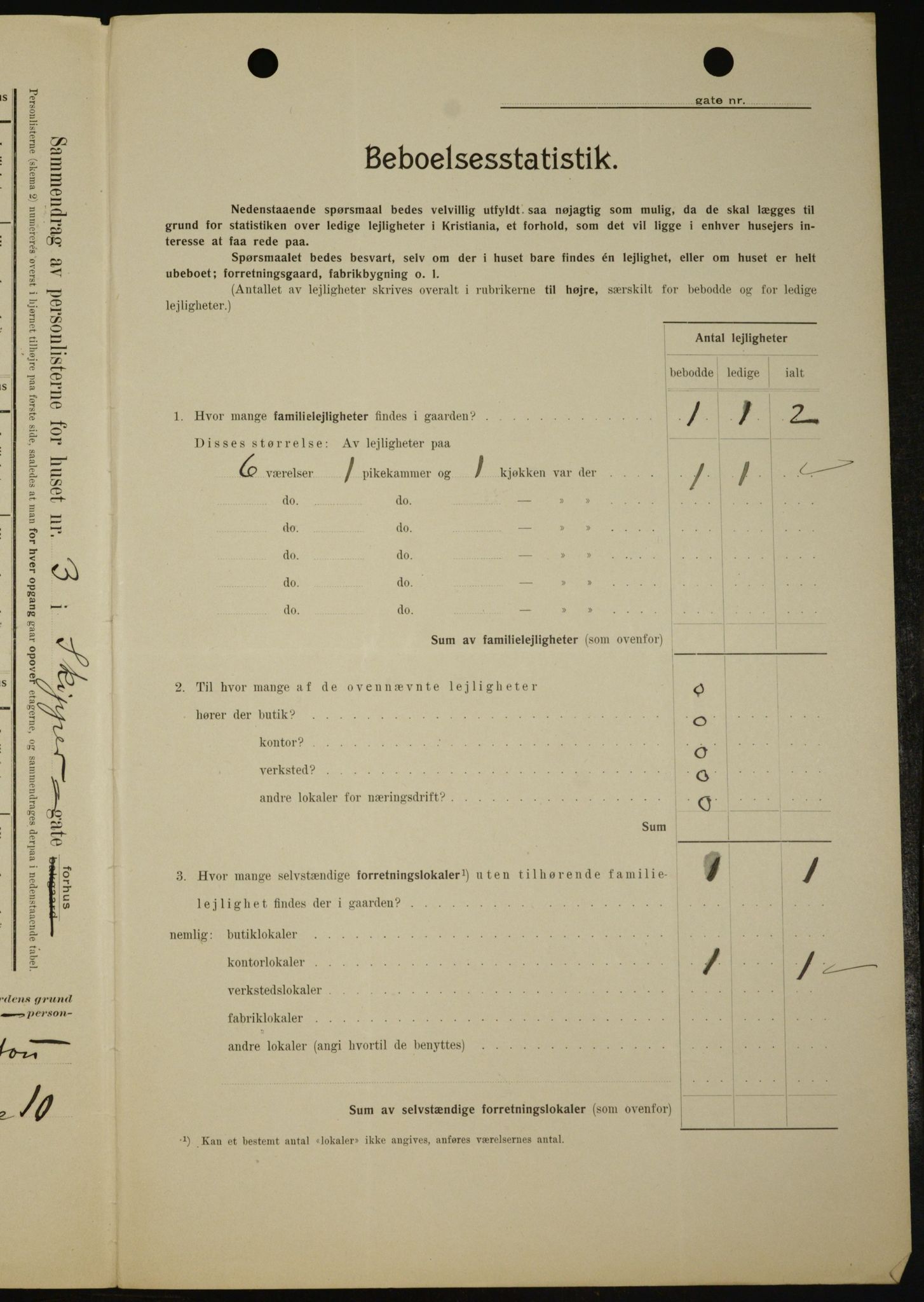 OBA, Municipal Census 1909 for Kristiania, 1909, p. 86515