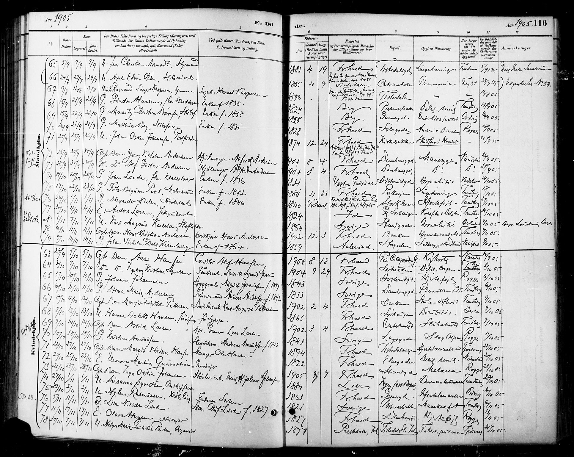 Halden prestekontor Kirkebøker, AV/SAO-A-10909/F/Fa/L0014: Parish register (official) no. I 14, 1890-1906, p. 116