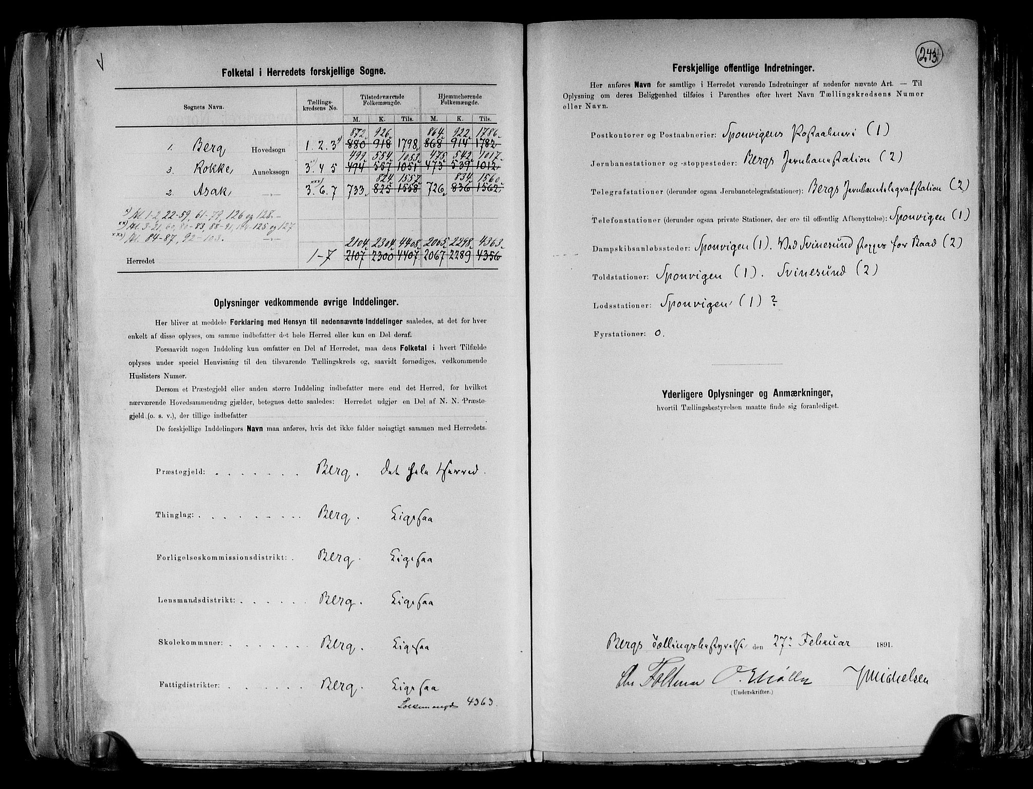 RA, 1891 census for 0116 Berg, 1891, p. 3