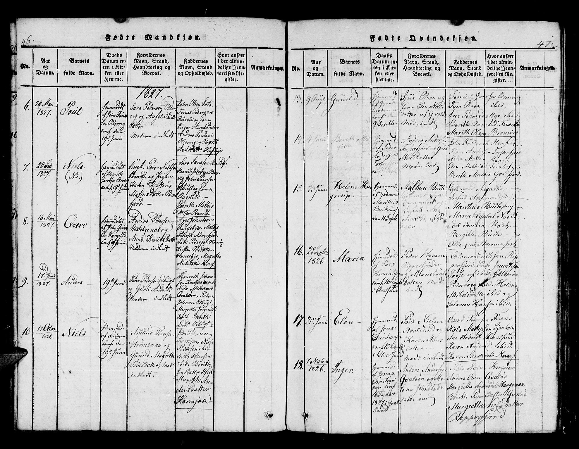 Hammerfest sokneprestkontor, SATØ/S-1347/H/Hb/L0001.klokk: Parish register (copy) no. 1, 1822-1850, p. 46-47