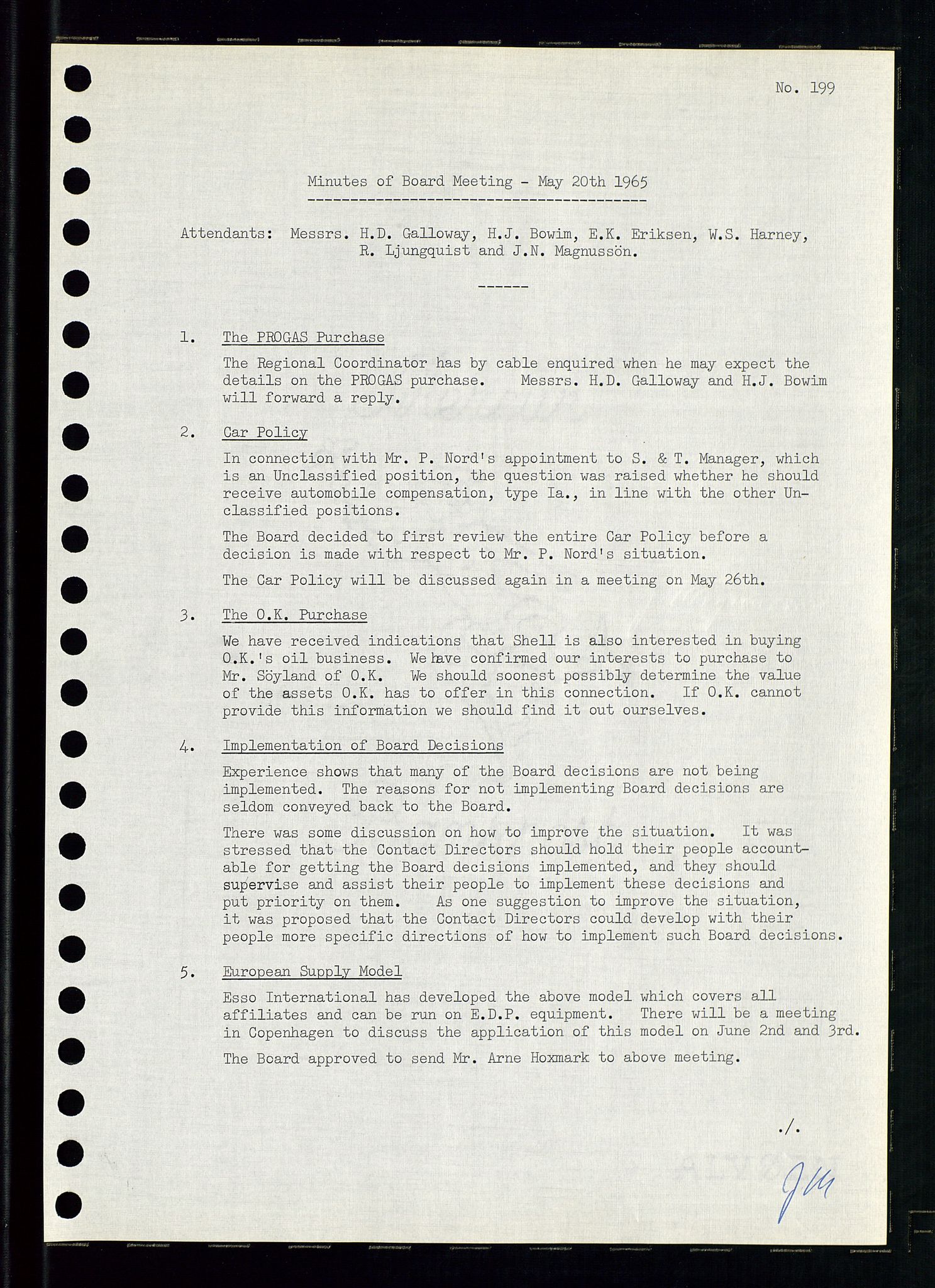 Pa 0982 - Esso Norge A/S, AV/SAST-A-100448/A/Aa/L0002/0001: Den administrerende direksjon Board minutes (styrereferater) / Den administrerende direksjon Board minutes (styrereferater), 1965, p. 106