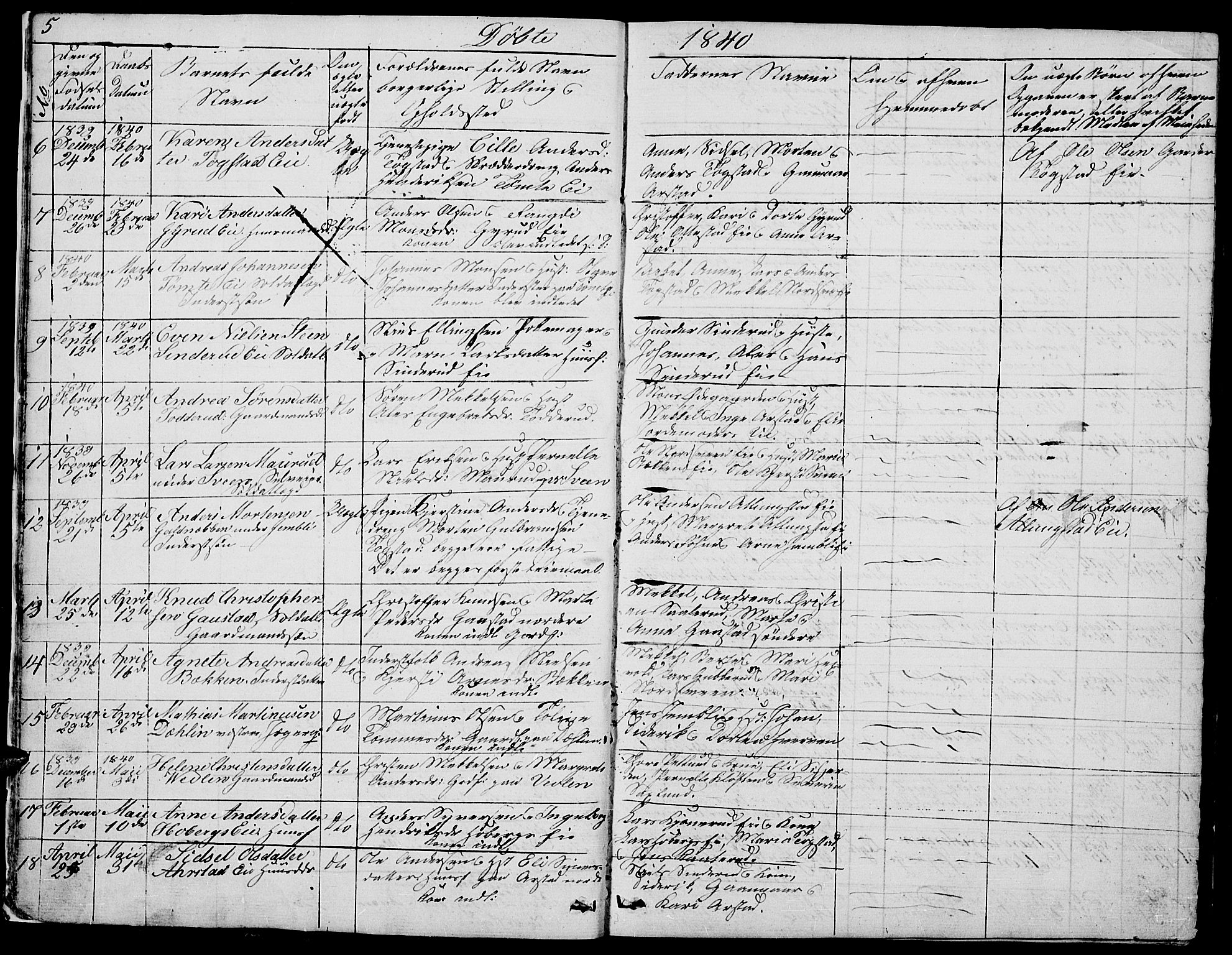 Stange prestekontor, AV/SAH-PREST-002/L/L0002: Parish register (copy) no. 2, 1838-1879, p. 5