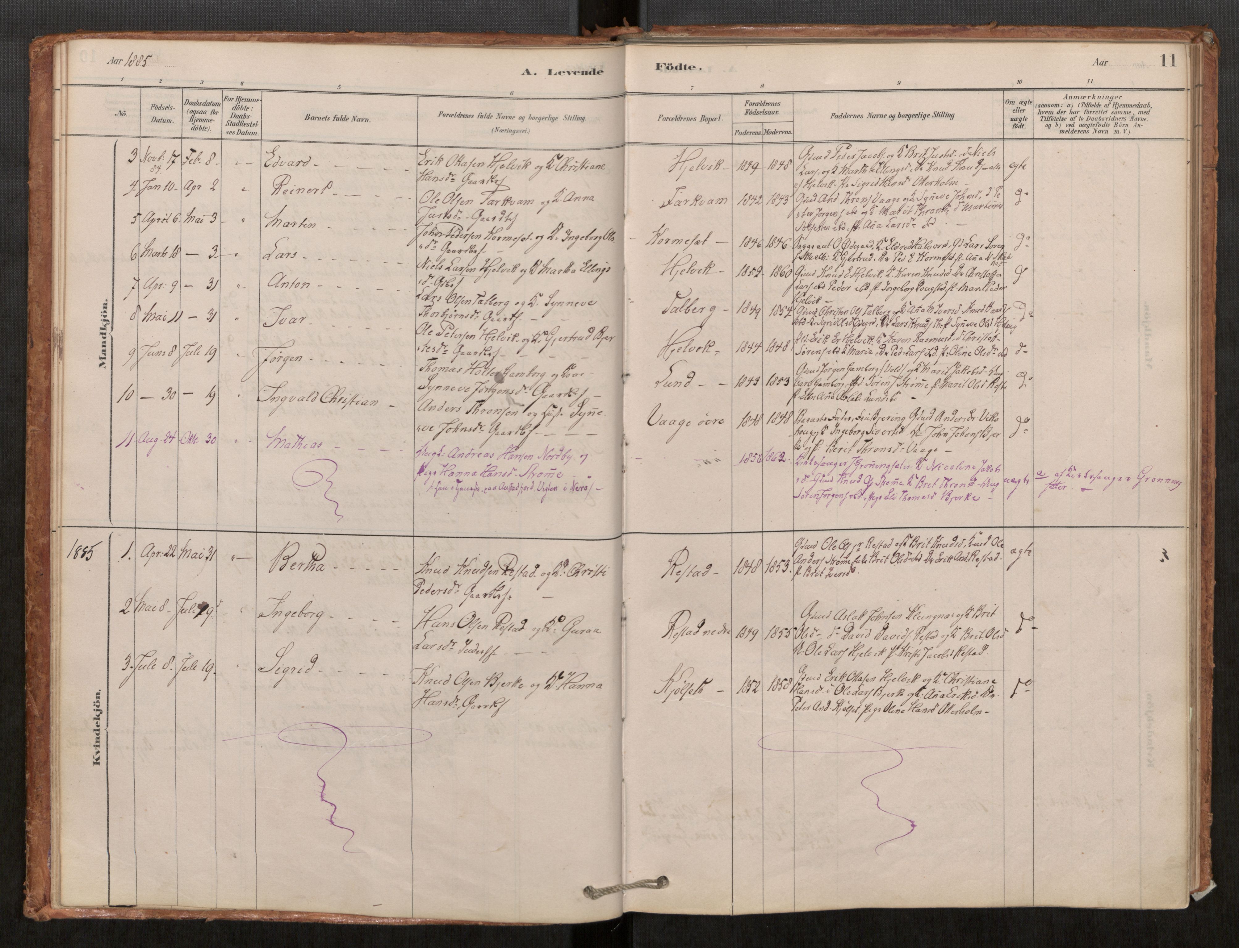 Ministerialprotokoller, klokkerbøker og fødselsregistre - Møre og Romsdal, SAT/A-1454/550/L0621: Parish register (official) no. 550A01, 1878-1915, p. 11