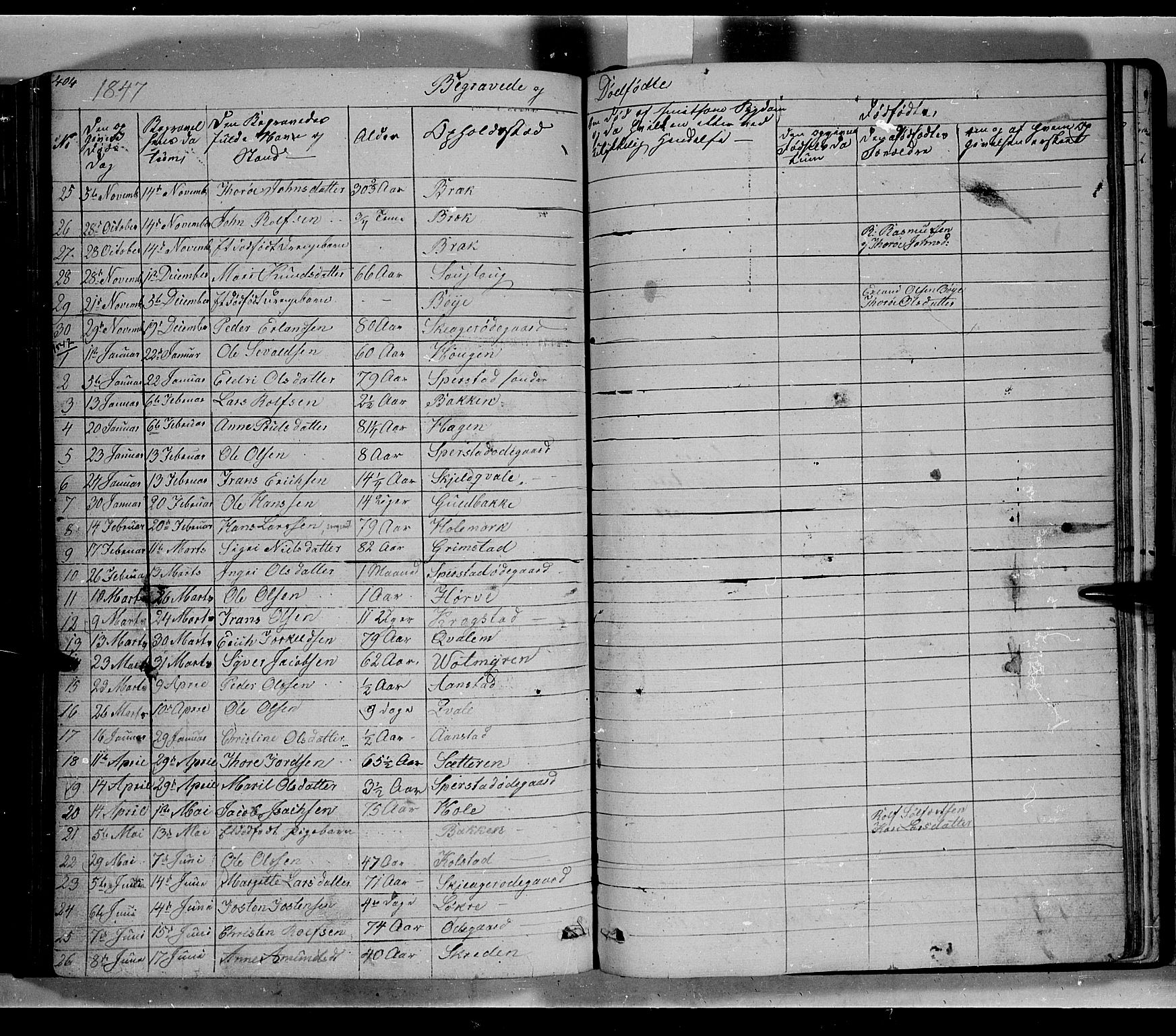 Lom prestekontor, SAH/PREST-070/L/L0004: Parish register (copy) no. 4, 1845-1864, p. 404-405