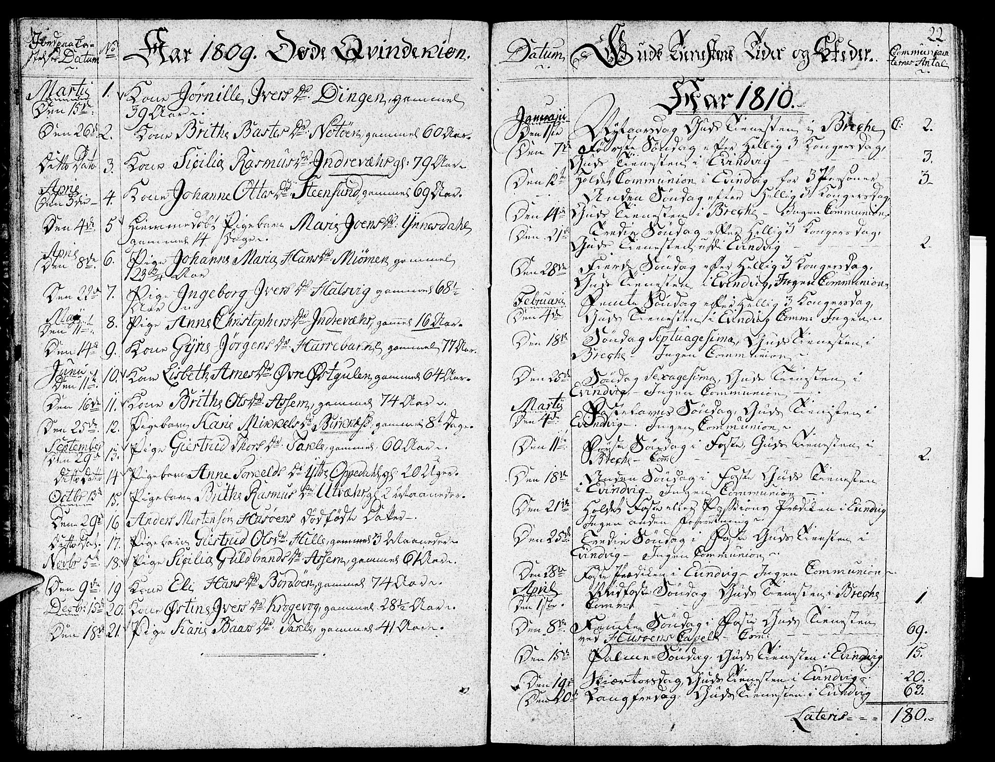 Gulen sokneprestembete, SAB/A-80201/H/Haa/Haaa/L0017: Parish register (official) no. A 17, 1809-1825, p. 22