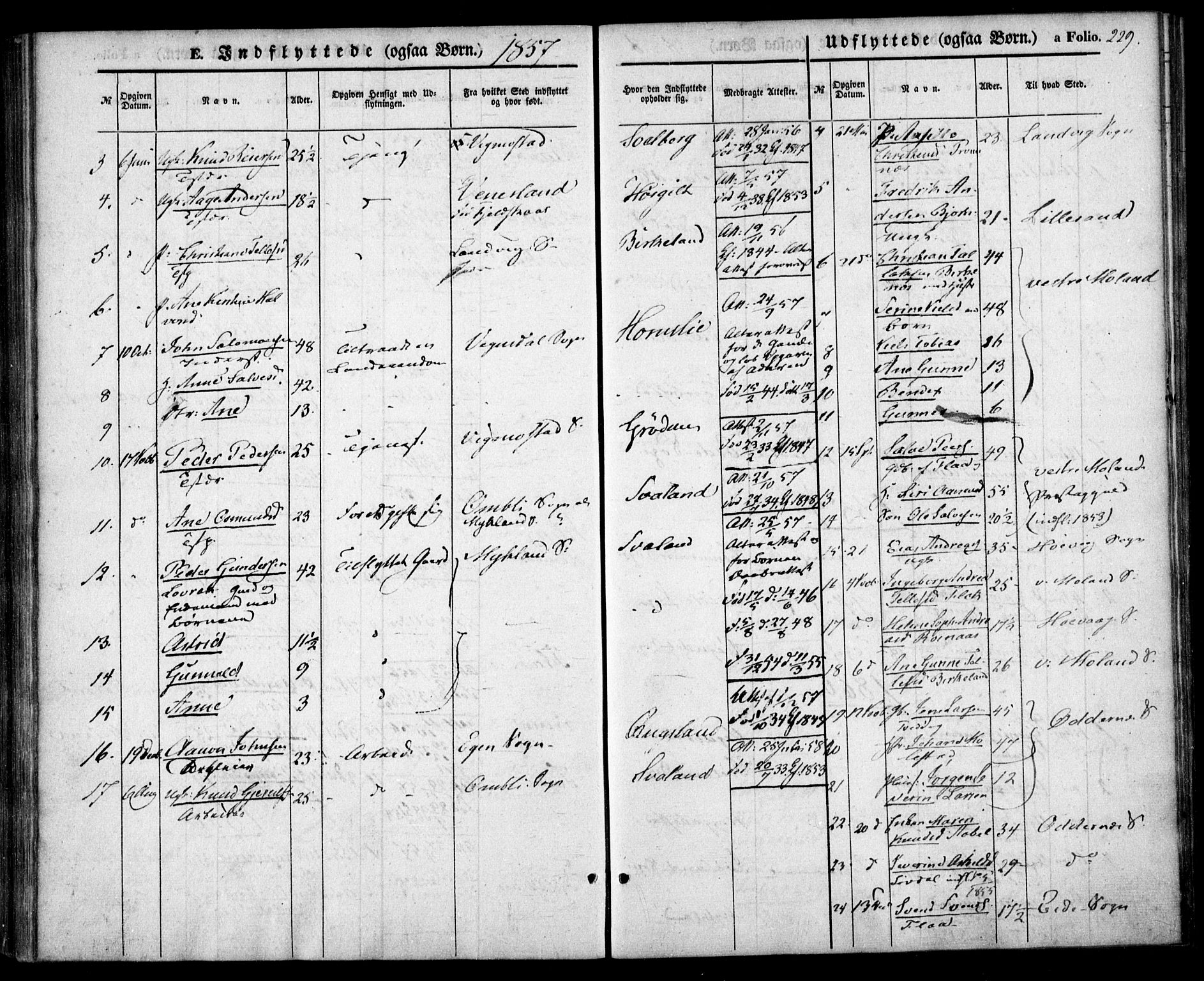 Birkenes sokneprestkontor, AV/SAK-1111-0004/F/Fa/L0003: Parish register (official) no. A 3, 1850-1866, p. 229