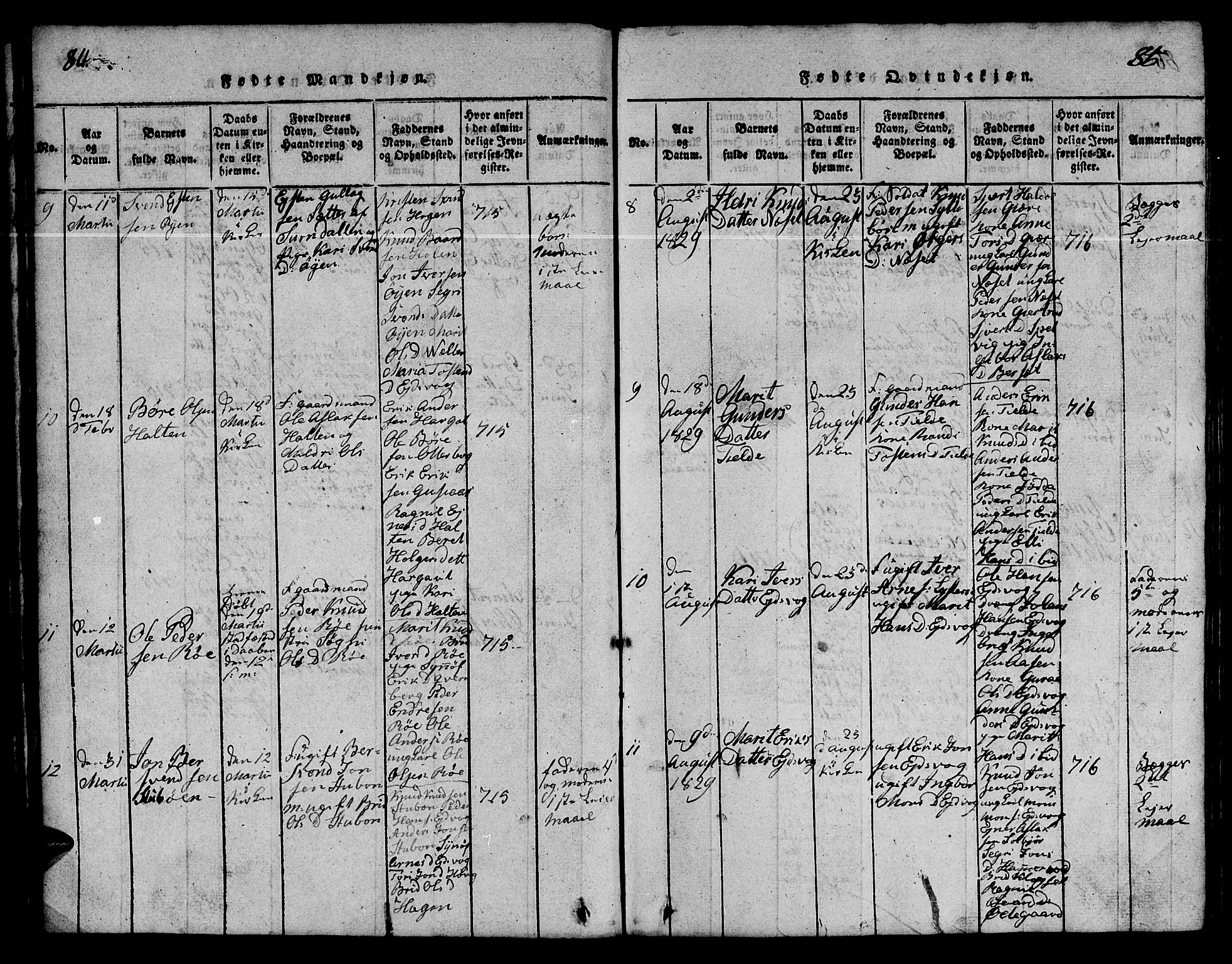 Ministerialprotokoller, klokkerbøker og fødselsregistre - Møre og Romsdal, AV/SAT-A-1454/551/L0629: Parish register (copy) no. 551C01, 1818-1839, p. 84-85