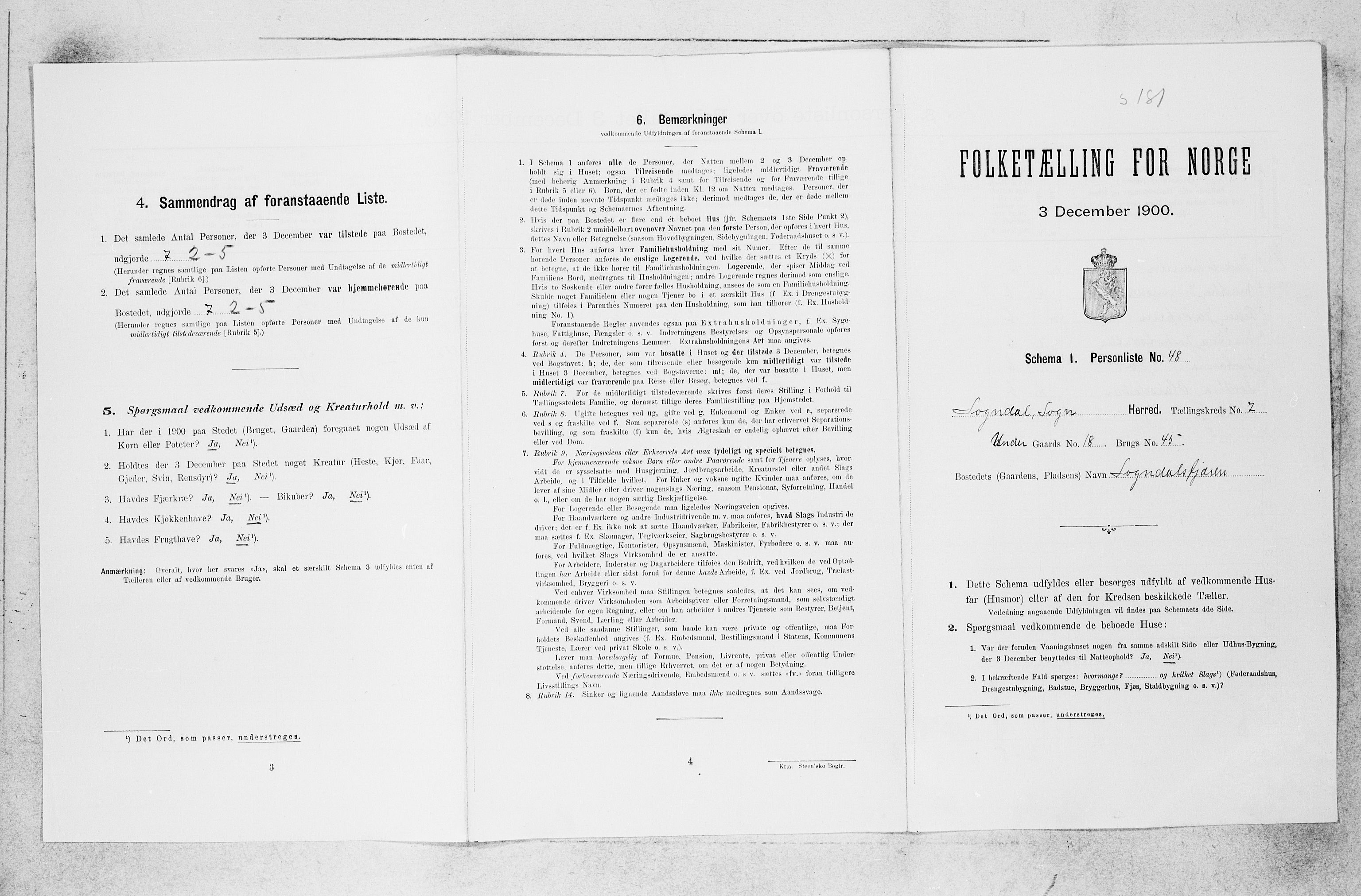 SAB, 1900 census for Sogndal, 1900, p. 583