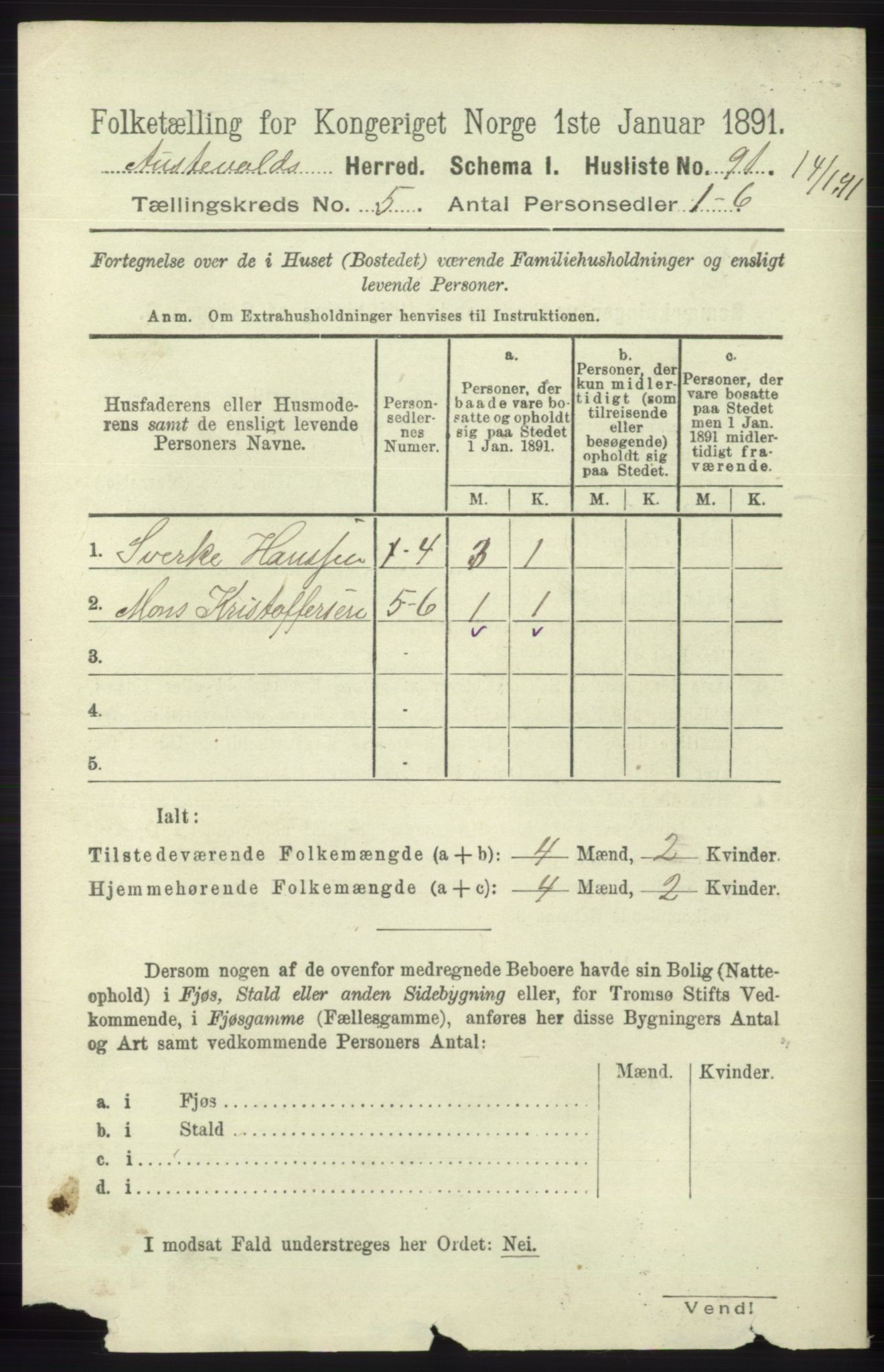 RA, 1891 census for 1244 Austevoll, 1891, p. 2002