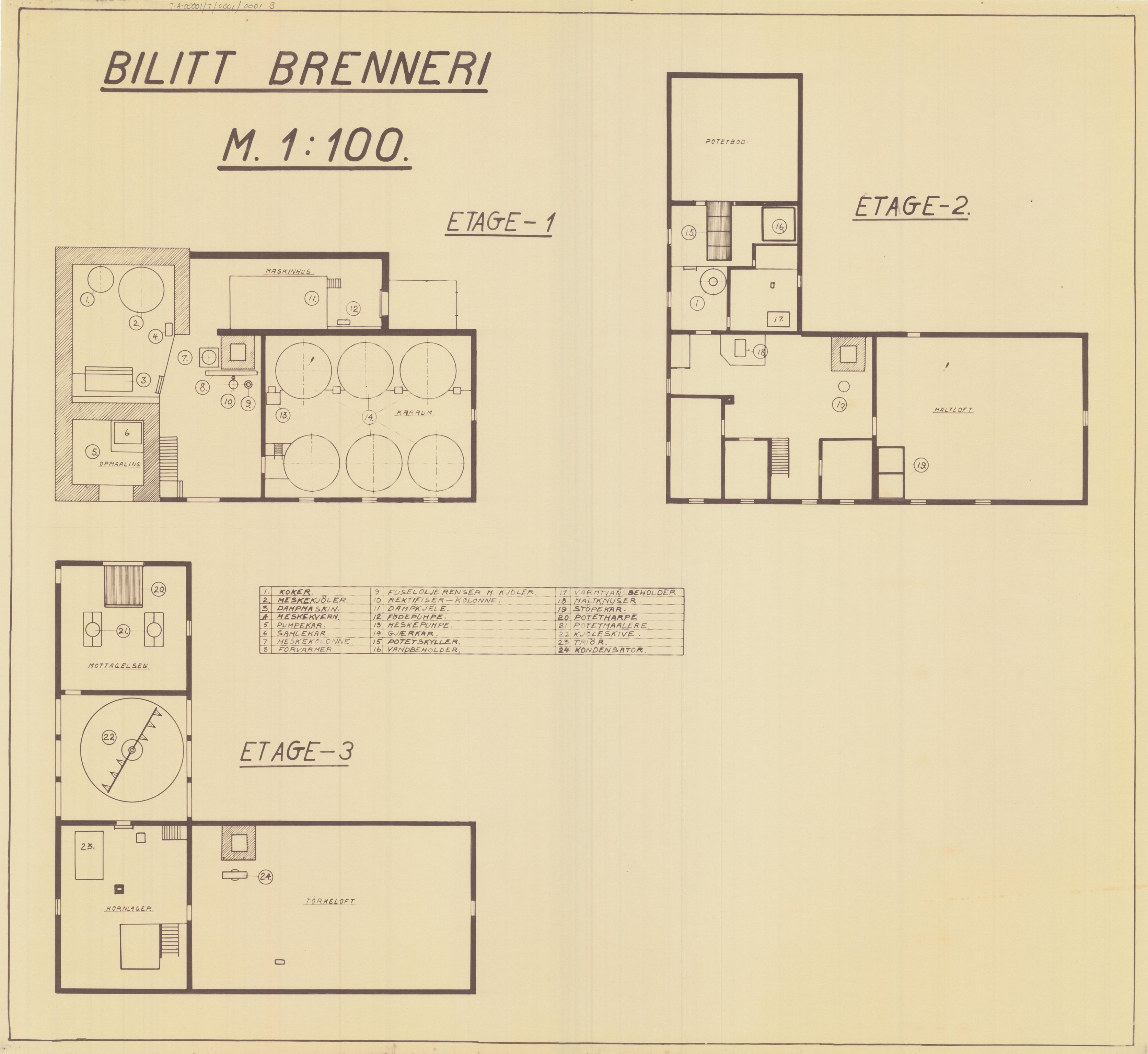 Bilitt Brenneri, OAMM/T-A-00001/T/0014 / Tekniske tegninger av bygget, 1946