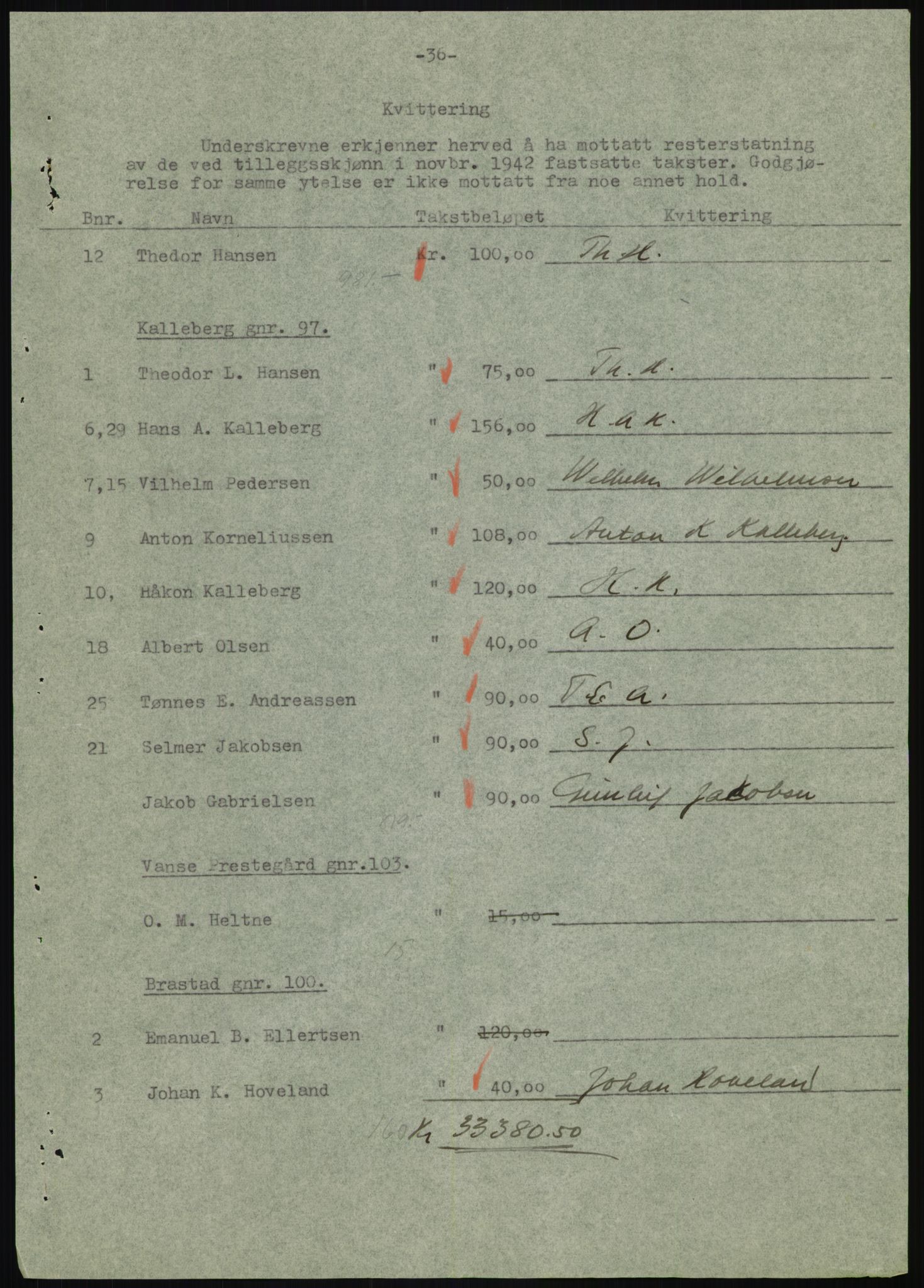 Forsvarsdepartementet, 10. kontor / Oppgjørskontoret, AV/RA-RAFA-1225/D/Db/L0180: Lista oppgjørskontor, 1942-1952, p. 1019