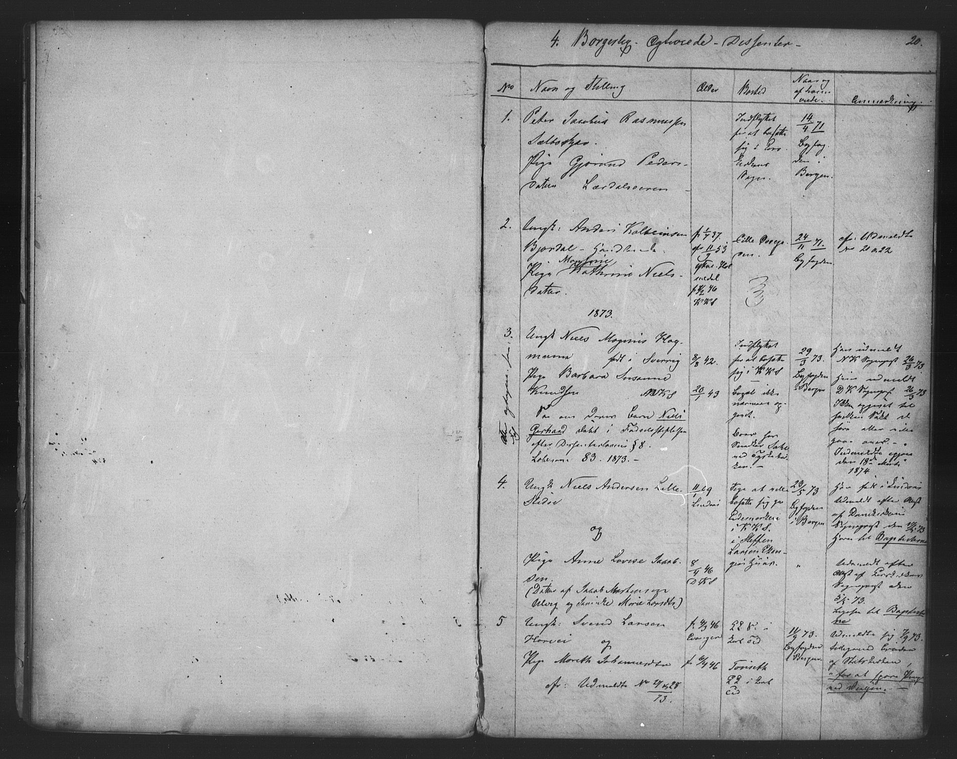 Korskirken sokneprestembete, SAB/A-76101/H/Haa/L0051: Parish register (official) no. G 1, 1871-1886, p. 20