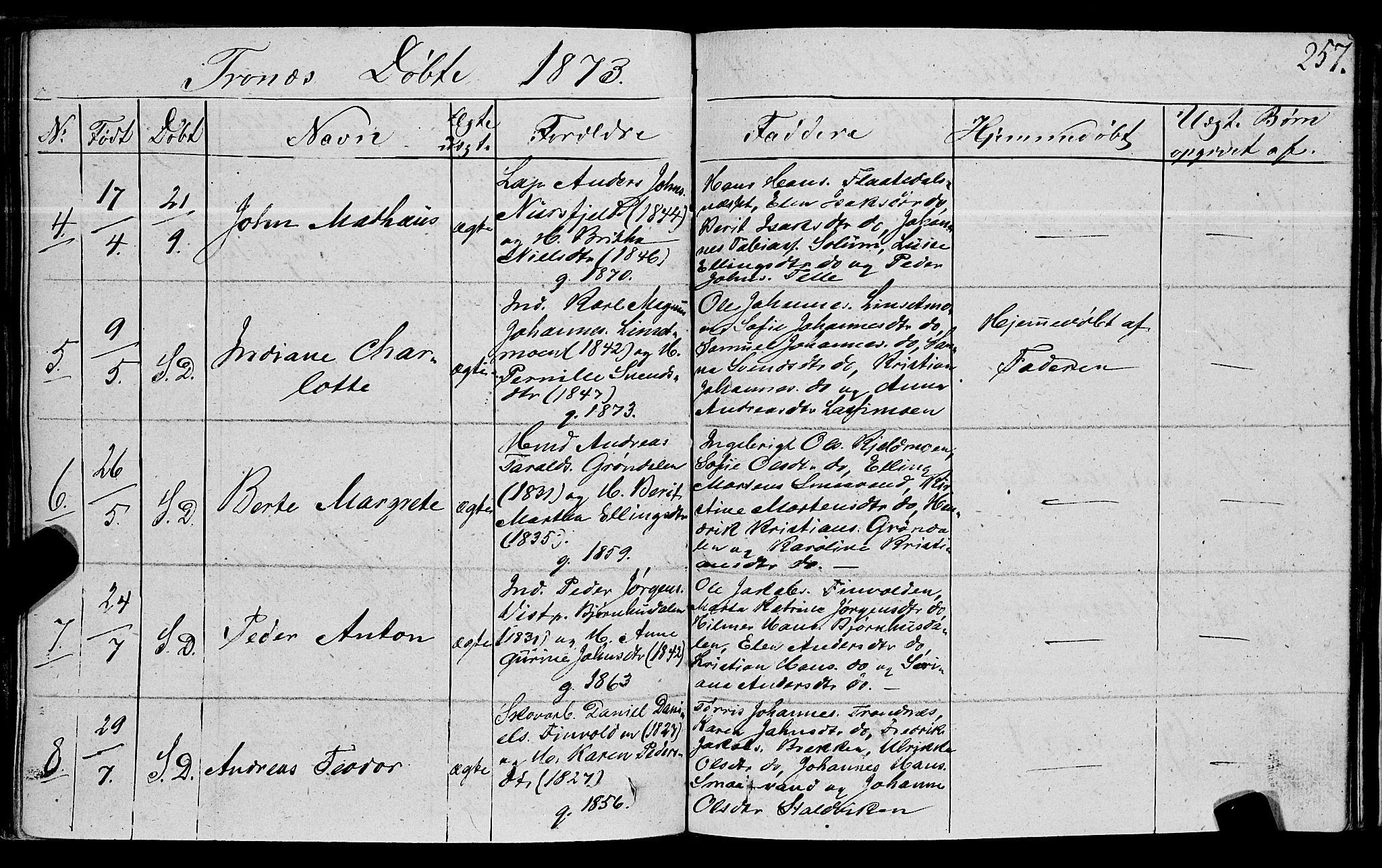 Ministerialprotokoller, klokkerbøker og fødselsregistre - Nord-Trøndelag, SAT/A-1458/762/L0538: Parish register (official) no. 762A02 /2, 1833-1879, p. 257