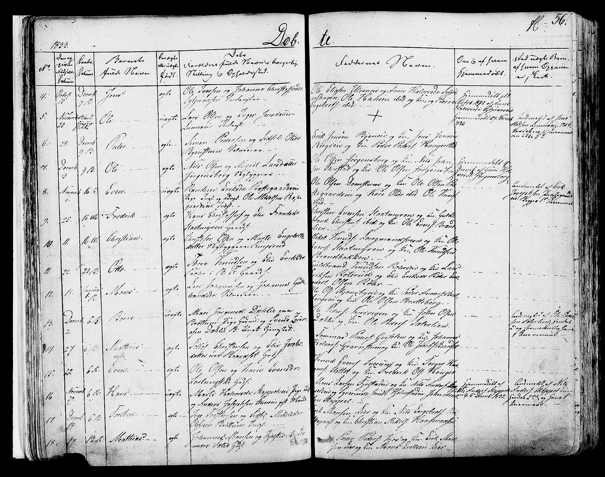 Ringsaker prestekontor, AV/SAH-PREST-014/K/Ka/L0007: Parish register (official) no. 7A, 1826-1837, p. 56