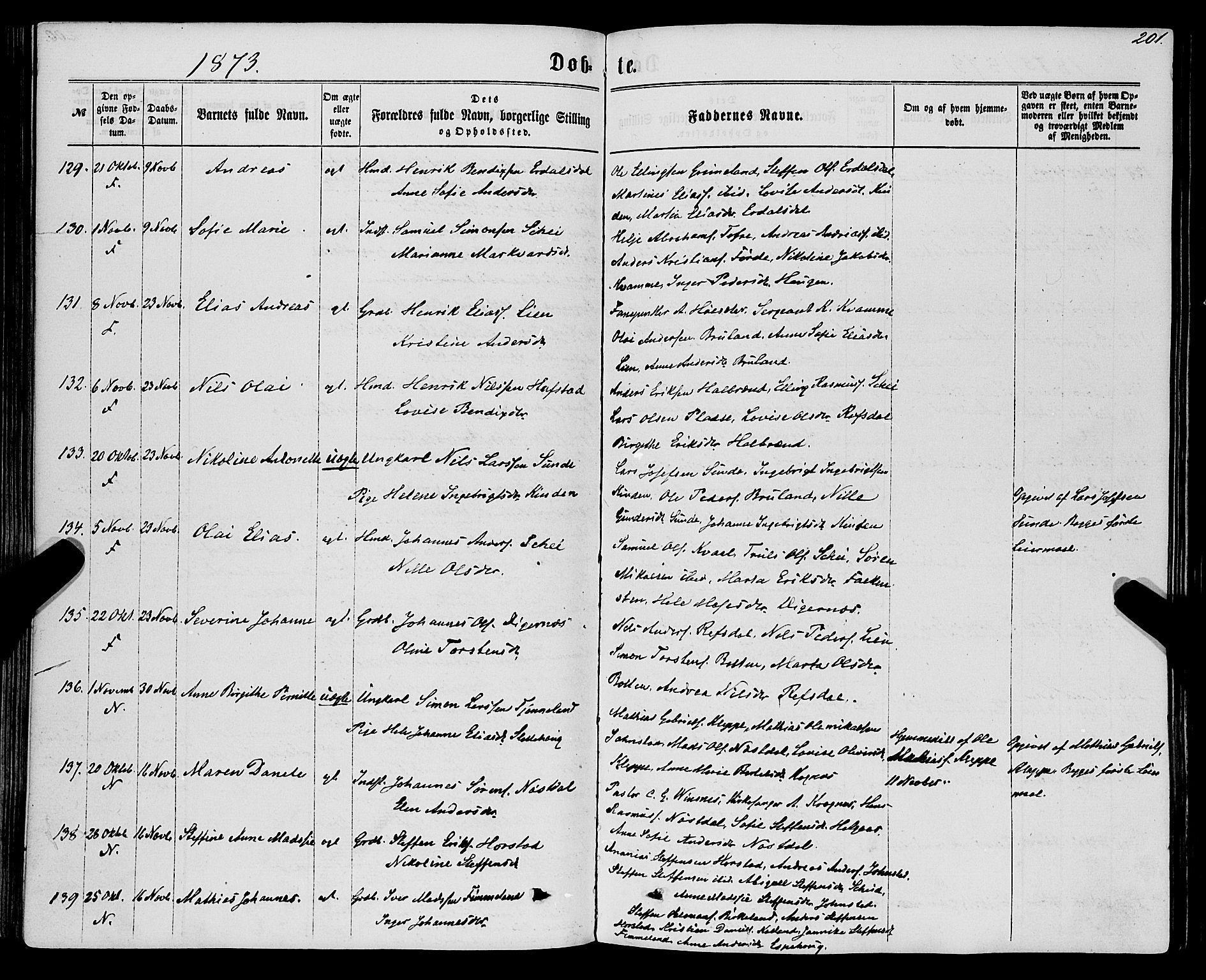 Førde sokneprestembete, SAB/A-79901/H/Haa/Haaa/L0009: Parish register (official) no. A 9, 1861-1877, p. 201