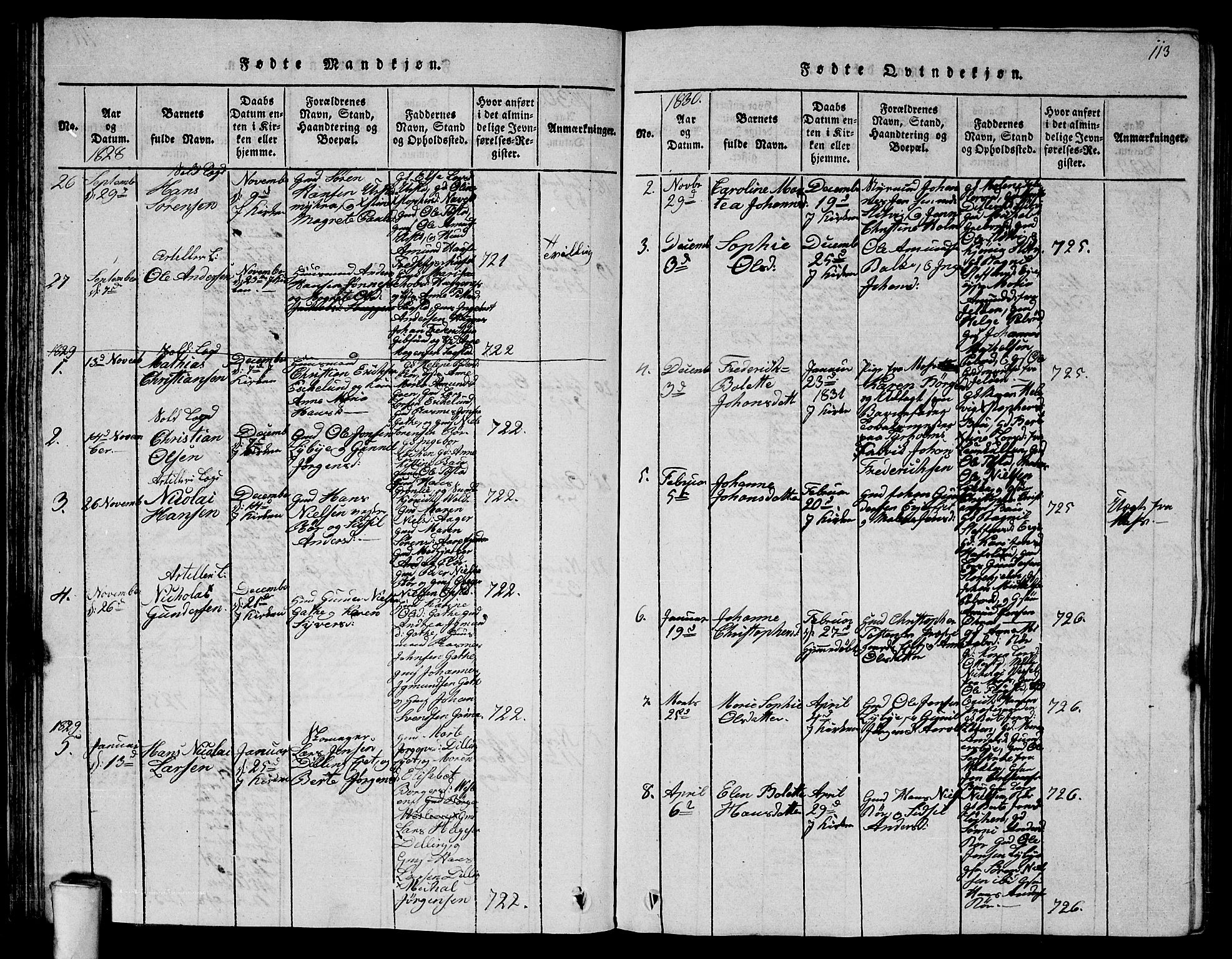 Rygge prestekontor Kirkebøker, AV/SAO-A-10084b/G/Ga/L0001: Parish register (copy) no. 1, 1814-1871, p. 112-113