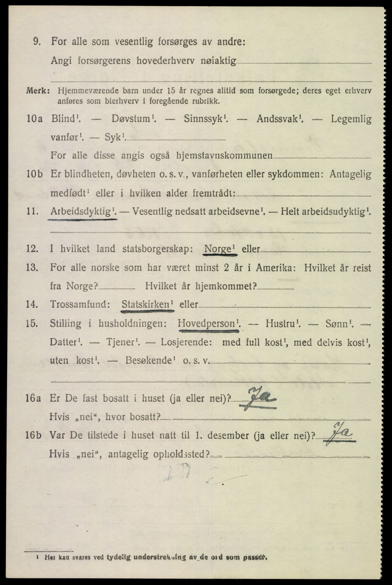 SAK, 1920 census for Vennesla, 1920, p. 4303