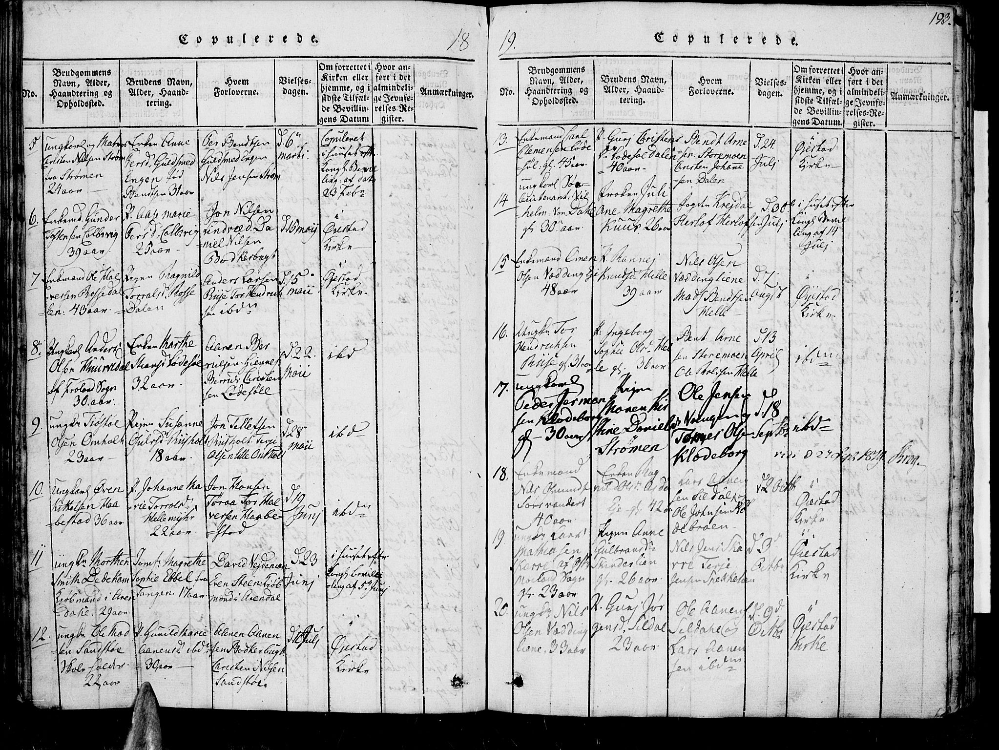 Øyestad sokneprestkontor, SAK/1111-0049/F/Fb/L0003: Parish register (copy) no. B 3, 1816-1827, p. 193