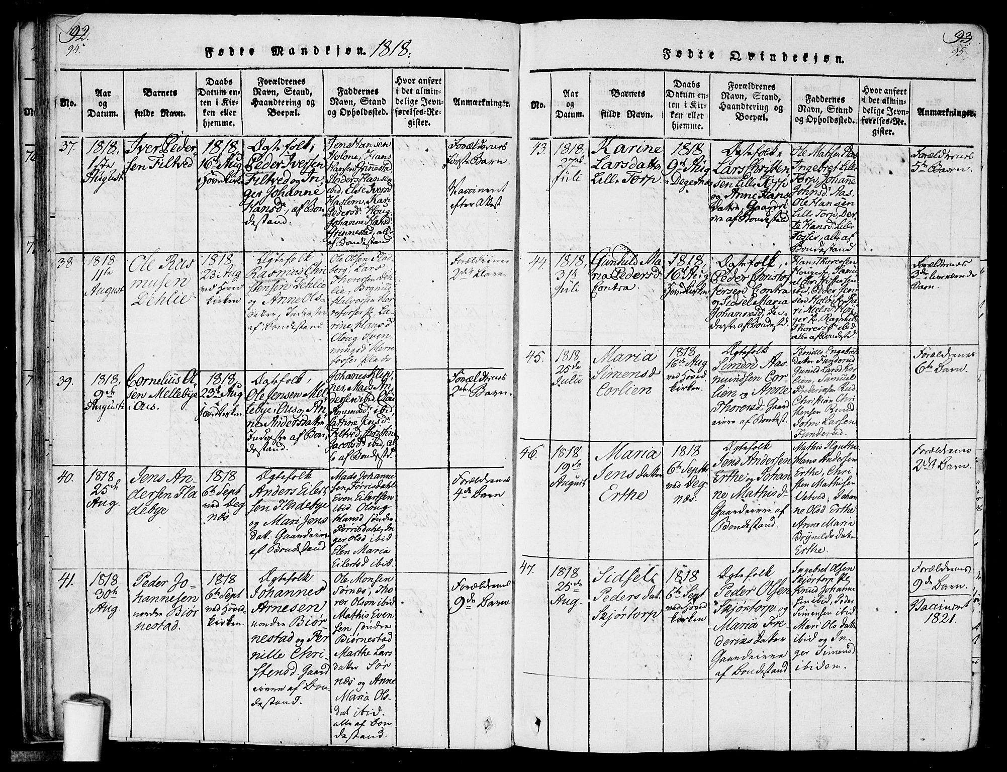 Rakkestad prestekontor Kirkebøker, AV/SAO-A-2008/F/Fa/L0006: Parish register (official) no. I 6, 1814-1824, p. 94-95