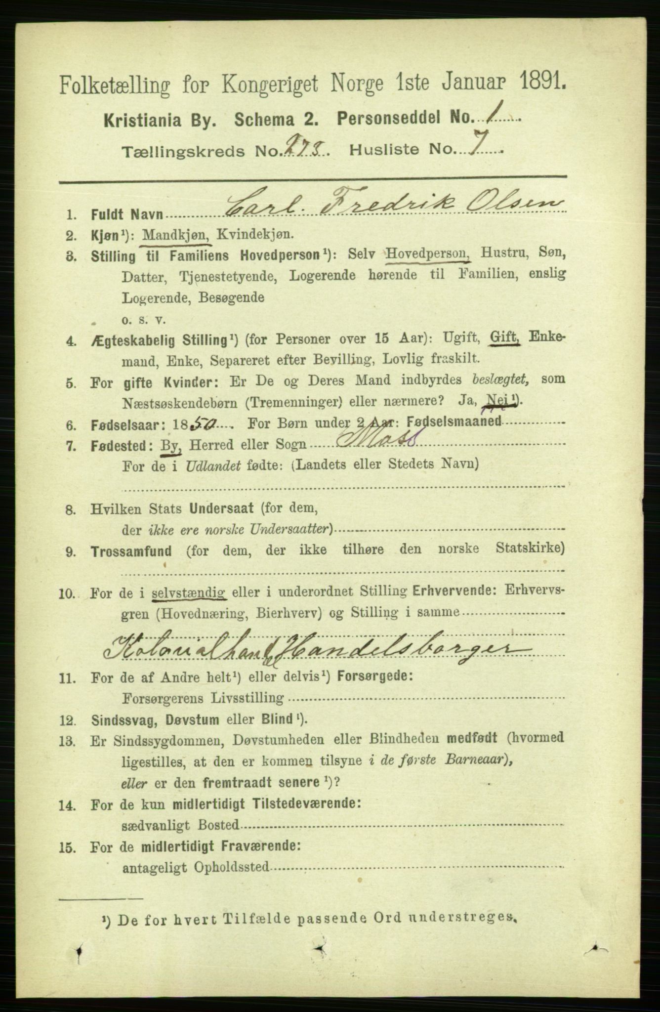 RA, 1891 census for 0301 Kristiania, 1891, p. 165971