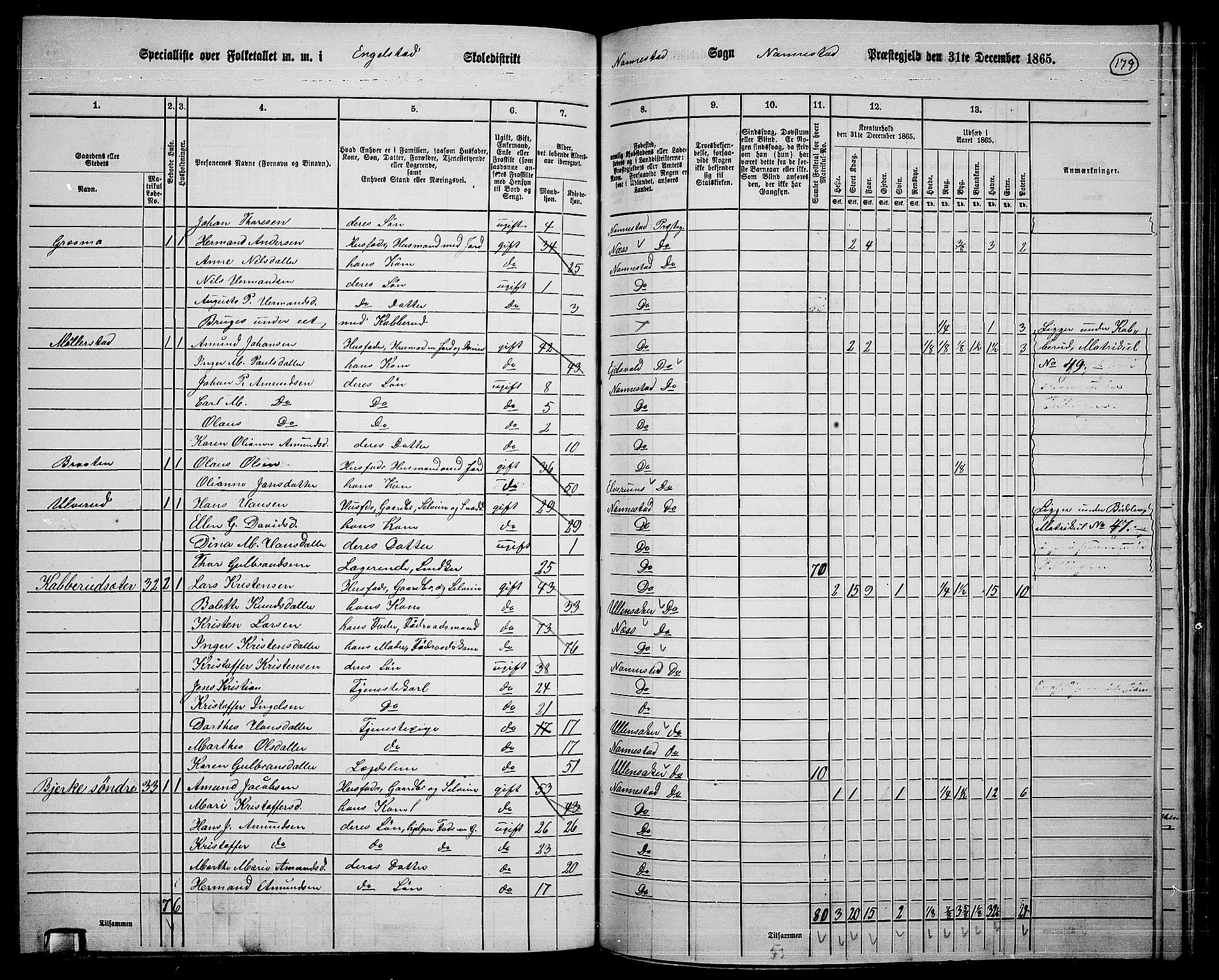 RA, 1865 census for Nannestad, 1865, p. 62