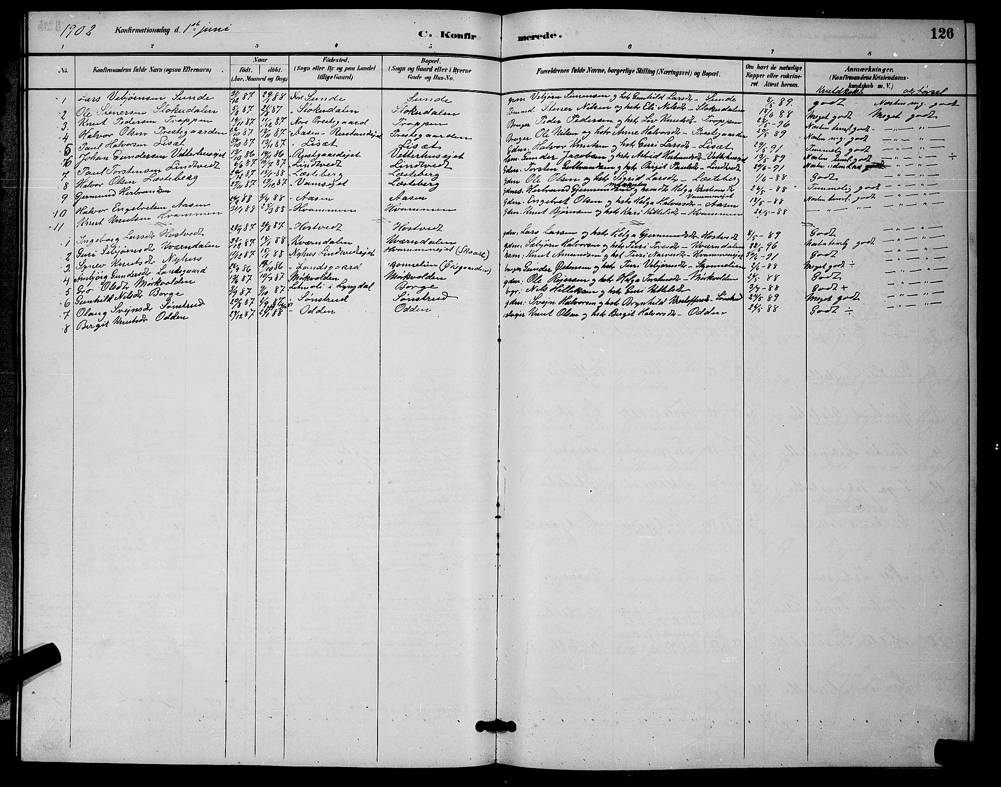 Nore kirkebøker, AV/SAKO-A-238/G/Ga/L0003: Parish register (copy) no. I 3, 1886-1903, p. 126