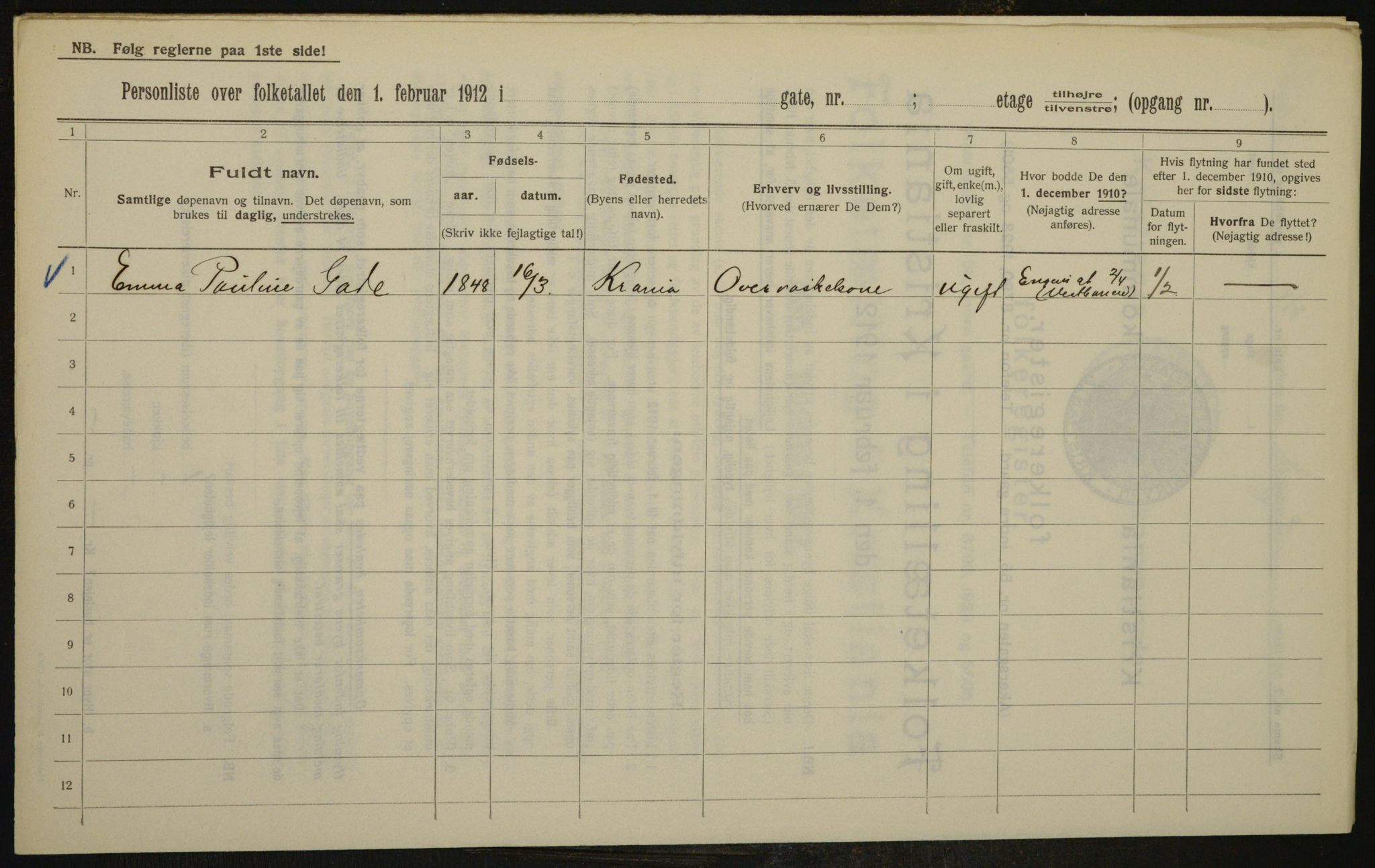 OBA, Municipal Census 1912 for Kristiania, 1912, p. 21671