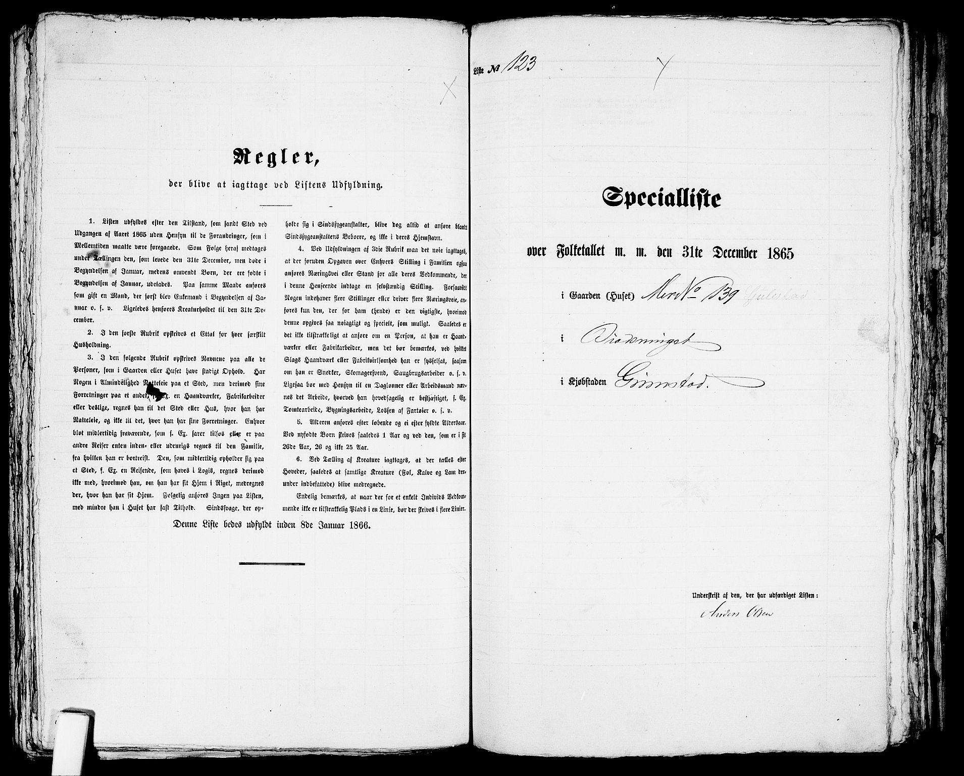 RA, 1865 census for Fjære/Grimstad, 1865, p. 251